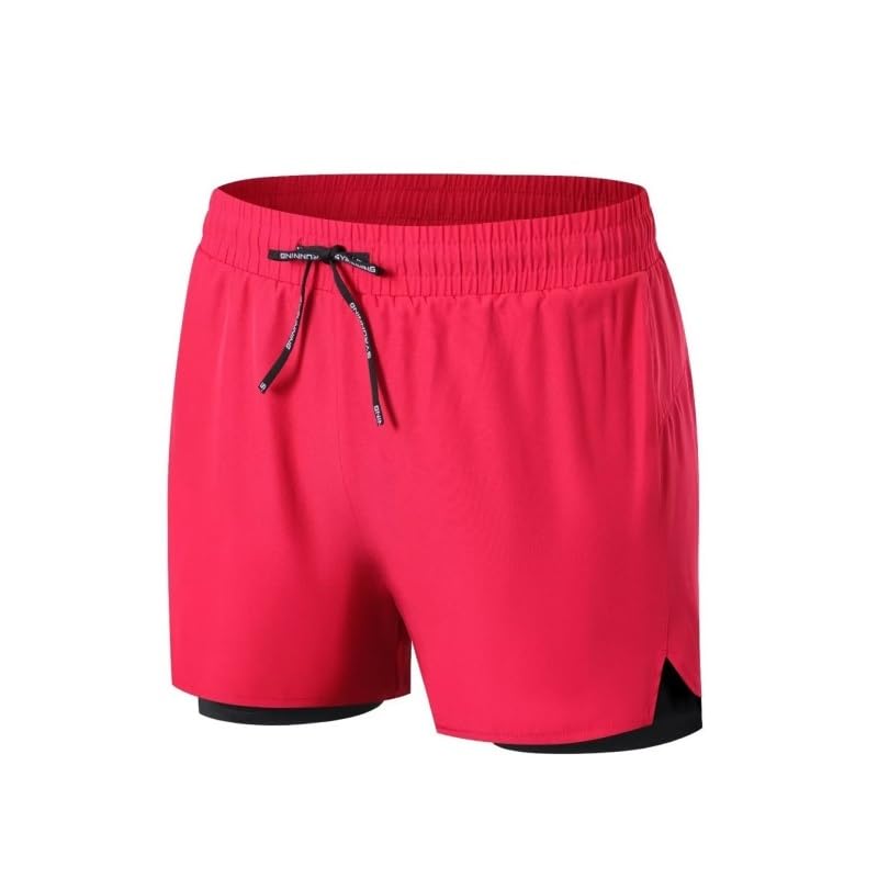 ASWRTYJO Men's 2 in 1 Running Shorts Quick Dry Lined Athletic for Gym Training Squat Track Sports