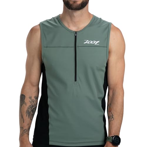 Zoot Men’s Core Tri Tank, Performance Triathlon Race Tank Top, UPF 50+ Fabric, Rear Pockets, Mesh Panels, & Cam Lock Zipper