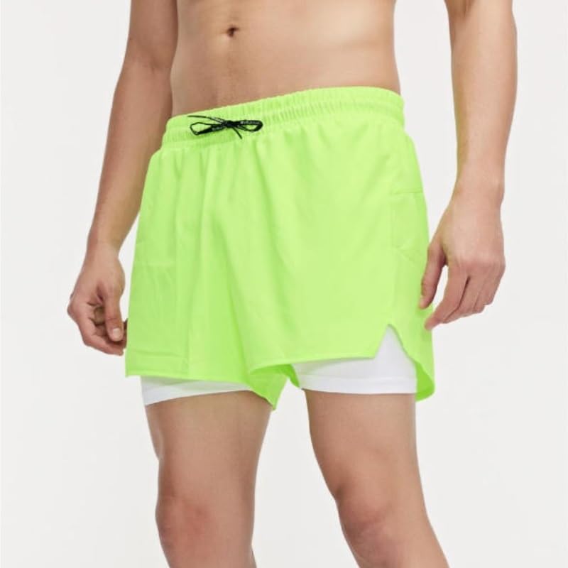 ASWRTYJO Men's 2 in 1 Running Shorts Quick Dry Lined Athletic for Gym Training Squat Track Sports
