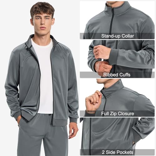 Men's 2 Piece Track Suit Full Zip Jogging Set