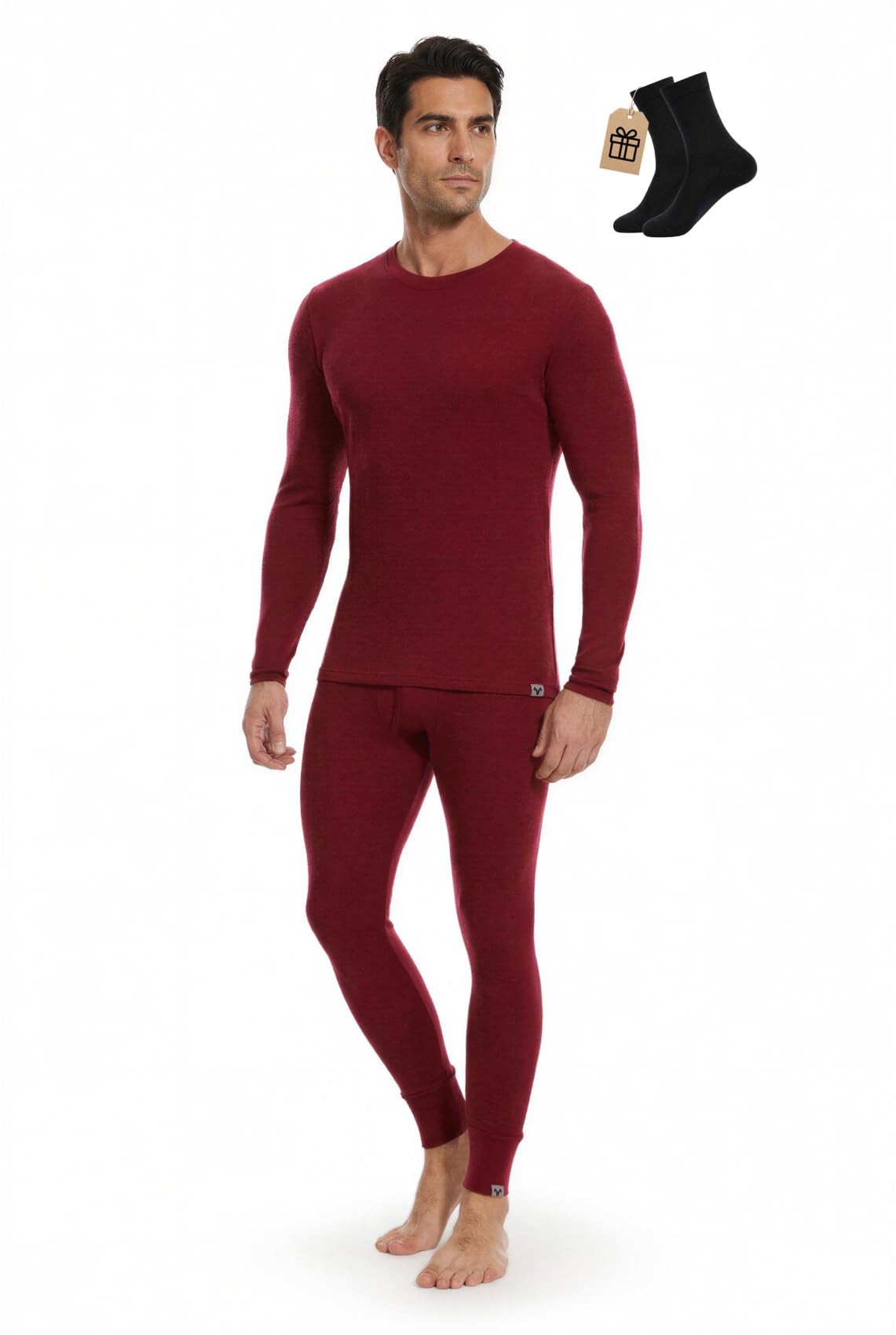 MERINNOVATION Merino Wool Base Layer Set for Men 100% Merino Wool Pajamas Set Thermal Sleep PJS Lite - Midweight Top, Bottom
