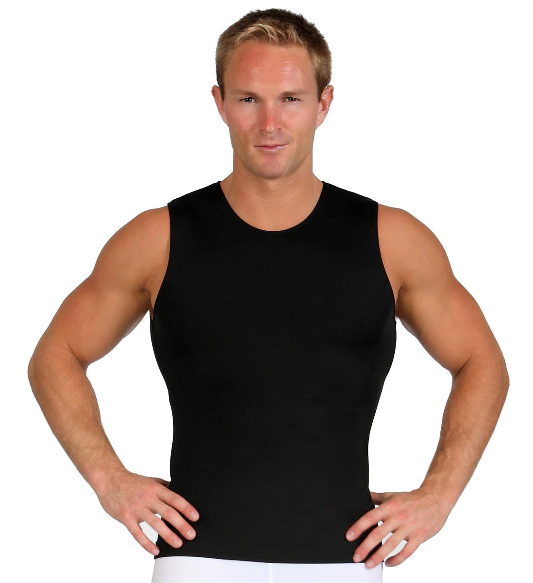 Insta Slim - Made in USA - Mens Compression Sleeveless Crew-Neck Slimming Shapewear Body Shaper with Tummy Control