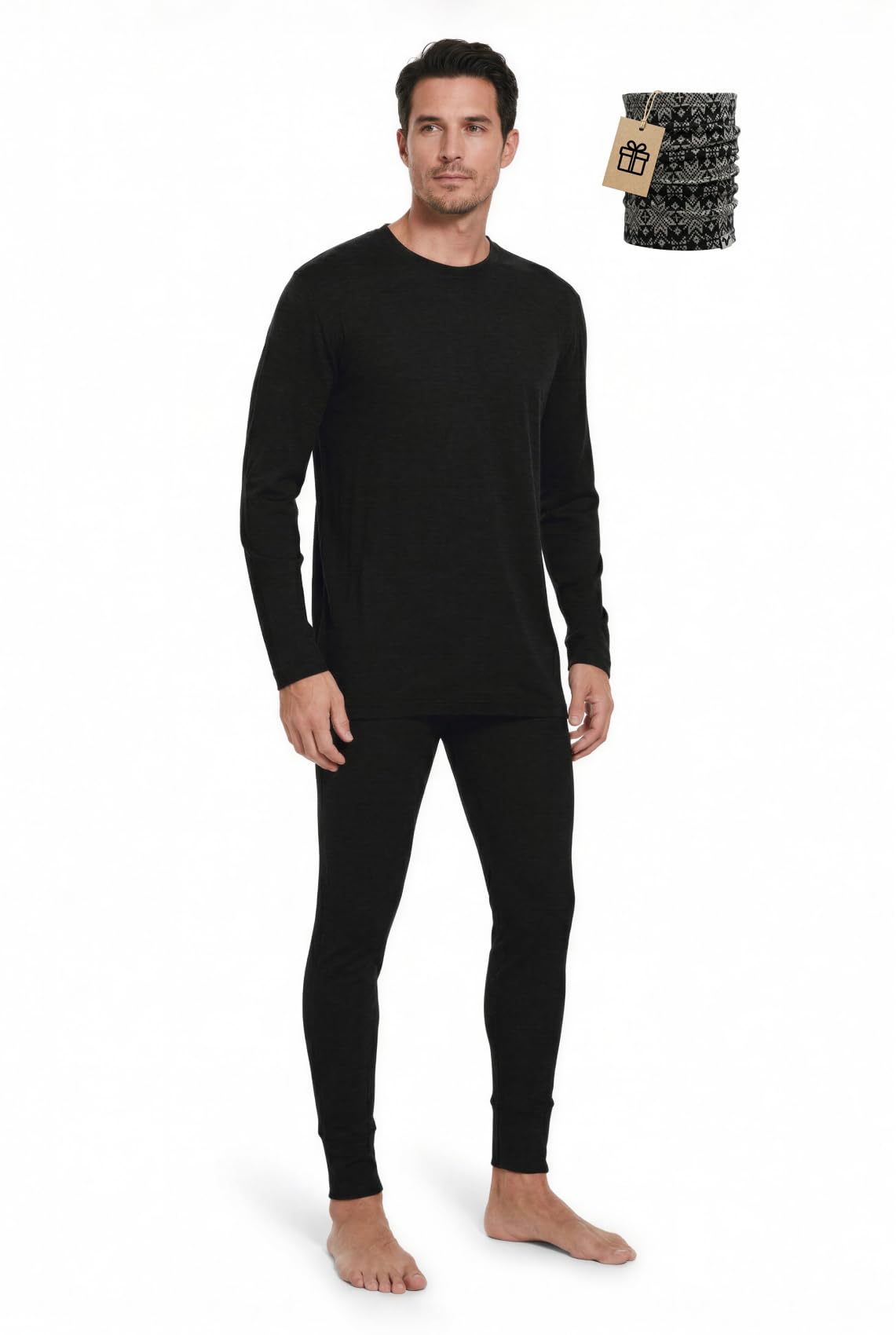 MERINNOVATION Merino Wool Base Layer Set for Men 100% Merino Wool Pajamas Set Thermal Sleep PJS Lite - Midweight Top, Bottom