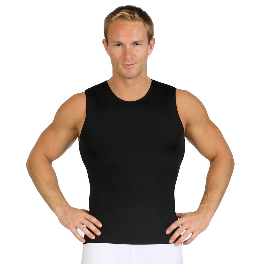 Insta Slim - Made in USA - Mens Compression Sleeveless Crew-Neck Slimming Shapewear Body Shaper with Tummy Control