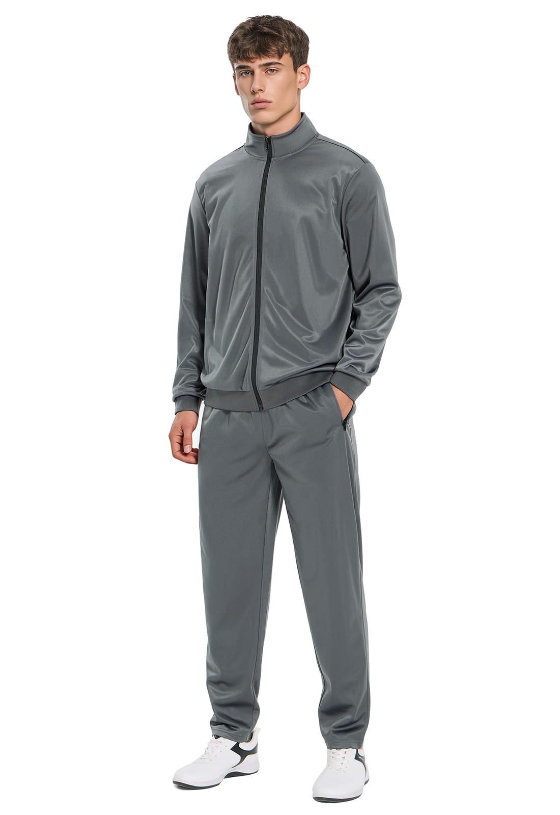 HODOSPORTS Mens Tracksuits 2 Piece Full Zip Jogging Running Suits SweatSuits for Men Shiny Sport Track Suits Sets
