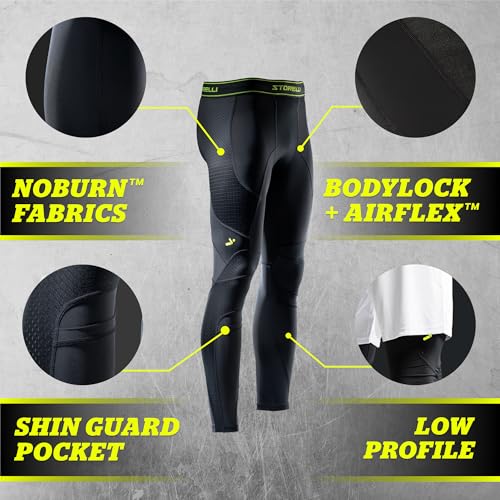 Men's Compression Soccer Leggings with Shin Pockets