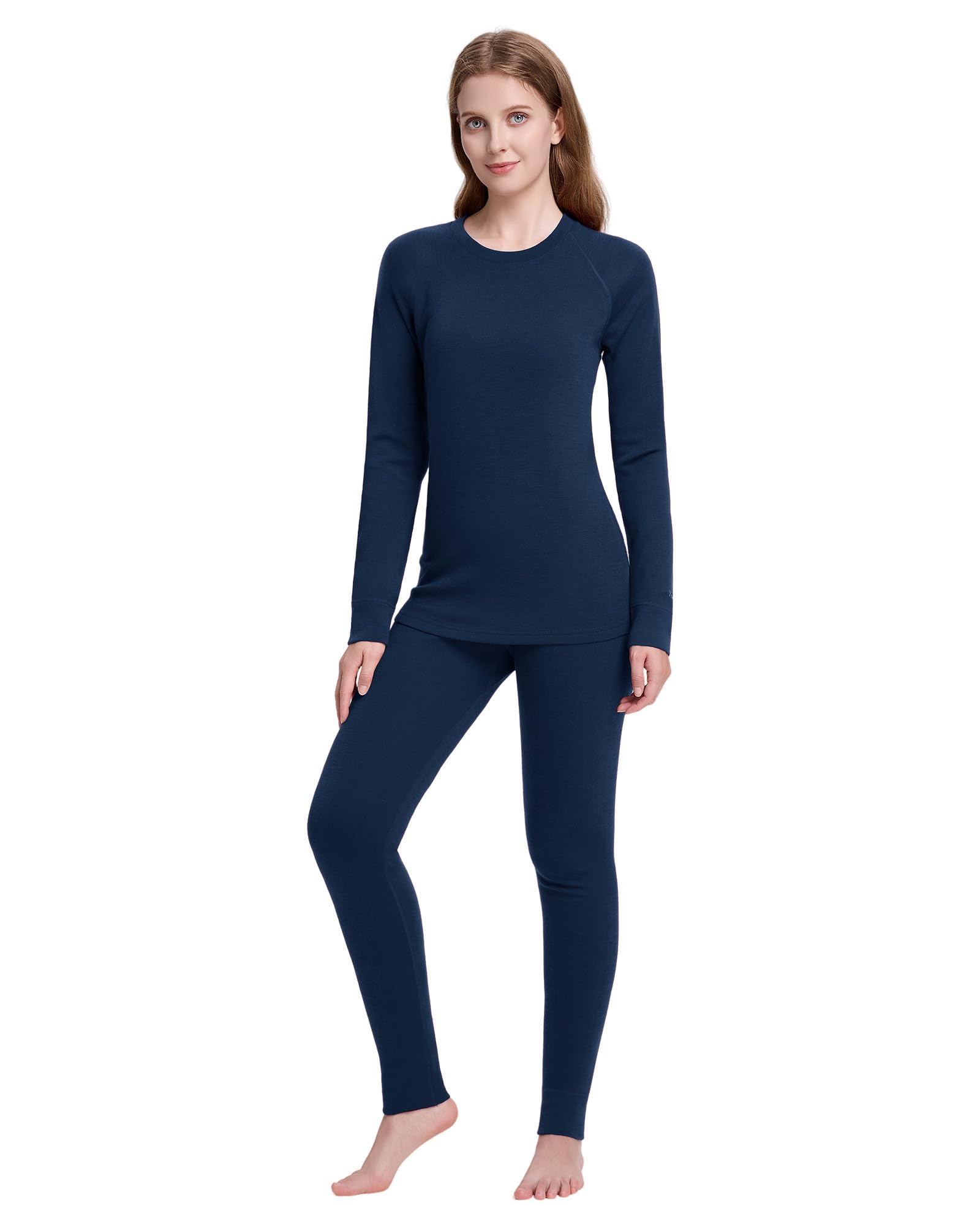 woolcano Women's 100% Merino Wool Base Layer Set - Active Thermal Underwear"