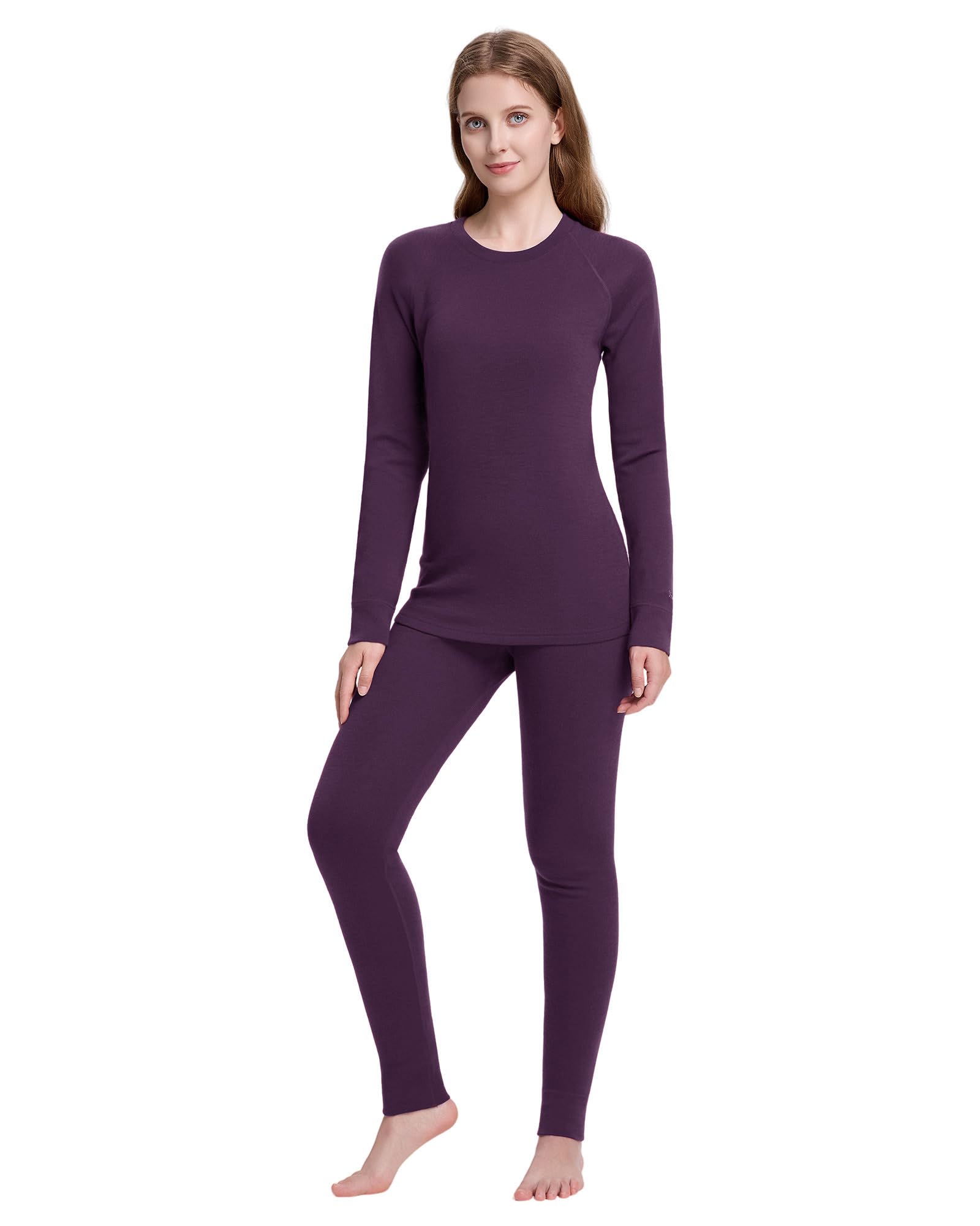 woolcano Women's 100% Merino Wool Base Layer Set - Active Thermal Underwear"