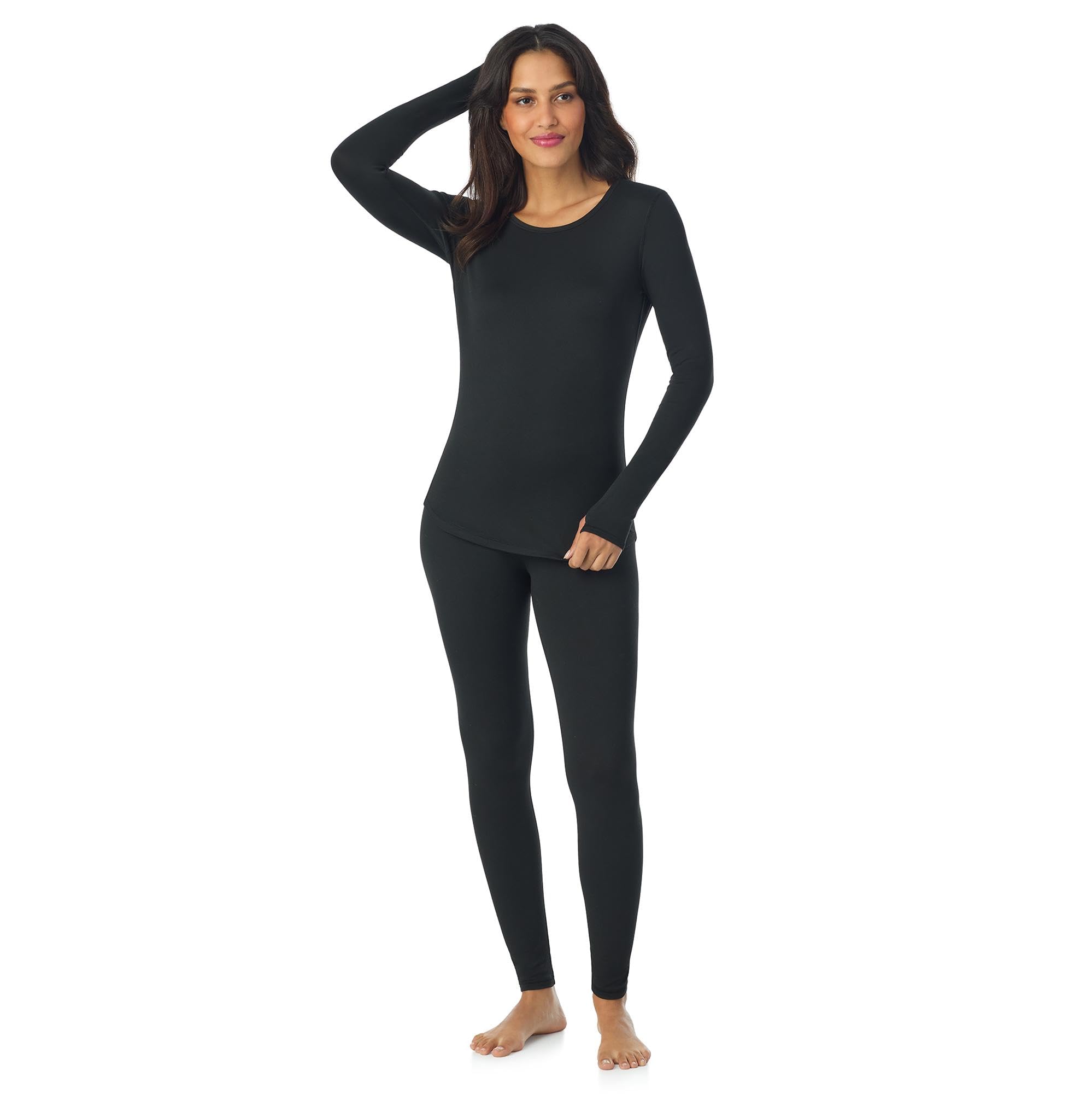Cuddl Duds Womens Lightweight Breathable Everyday Active Base Layer Set - Long Sleeve Top & Leggings - Lounge Sets for Women