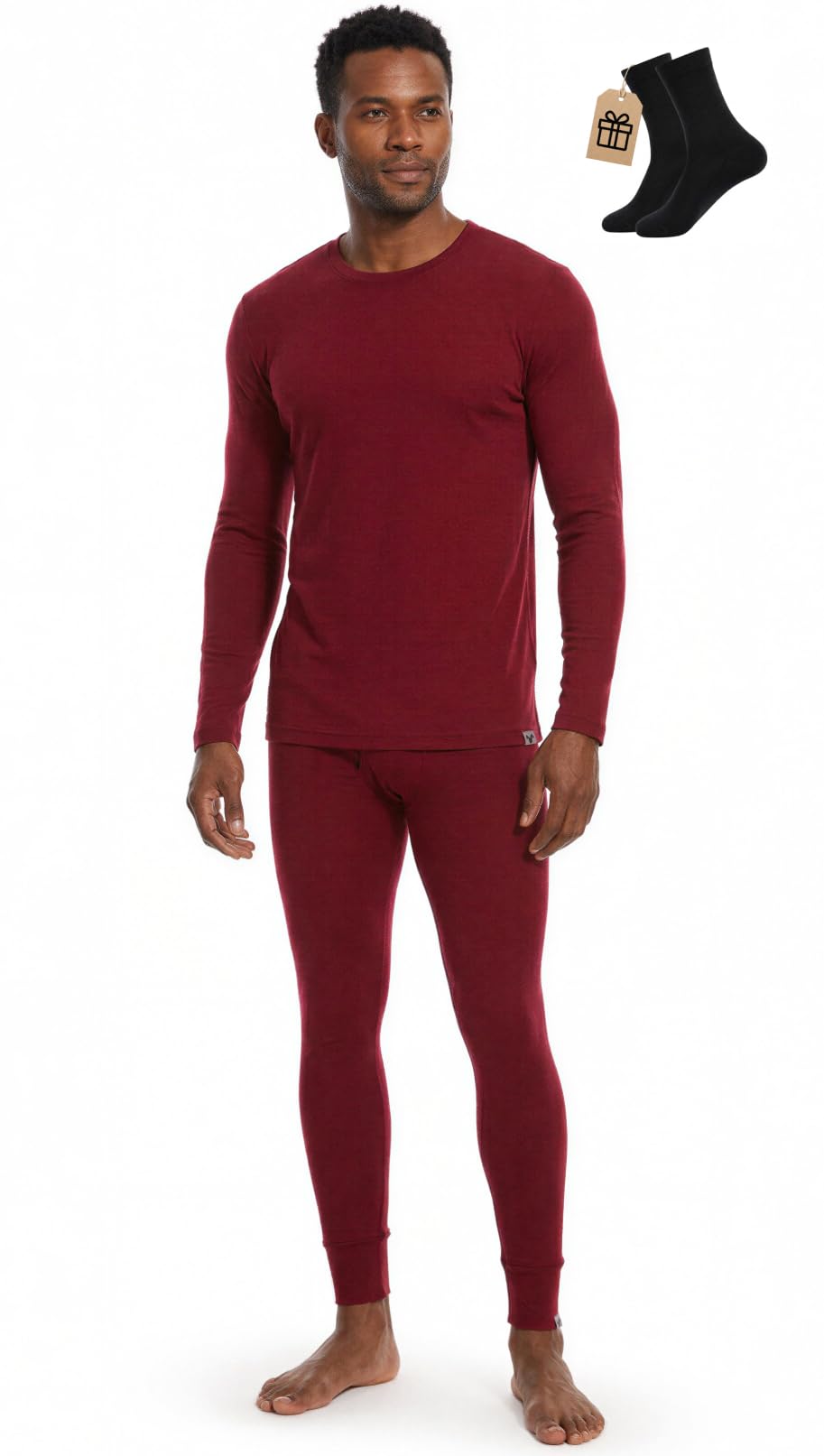 MERINNOVATION Merino Wool Base Layer Set for Men 100% Merino Wool Pajamas Set Thermal Sleep PJS Lite - Midweight Top, Bottom