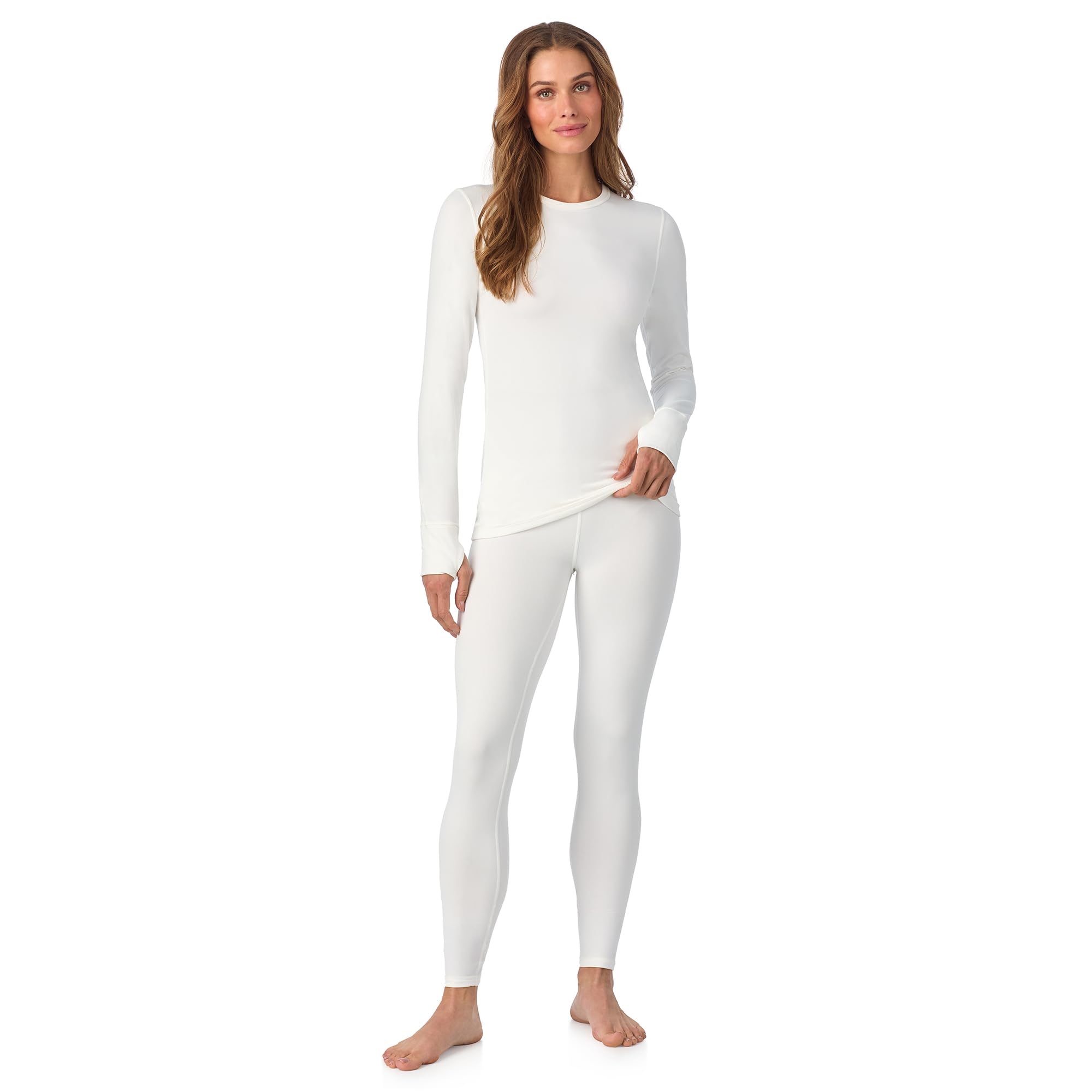 Cuddl Duds Womens Heavyweight Cold Weather Fleece Lined Thermal Set – Long Sleeve Top & Leggings - Winter Lounge Sets