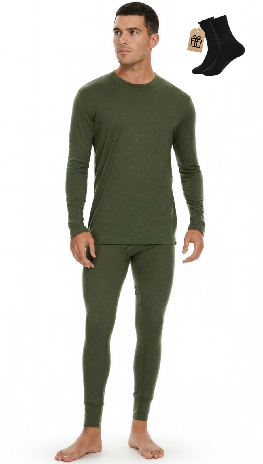 MERINNOVATION Merino Wool Base Layer Set for Men 100% Merino Wool Pajamas Set Thermal Sleep PJS Lite - Midweight Top, Bottom