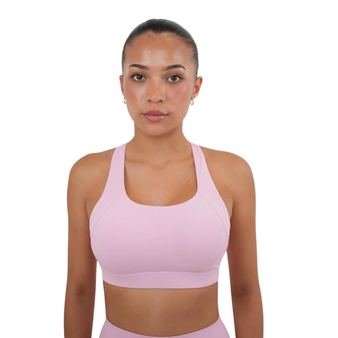 KIMITH Women’s Sports Bra – High Neck Longline Strappy Crop Top, Criss Cross Back, Wireless Padded Gym Bra for Yoga & Fitness