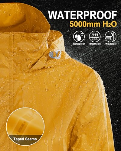 33,000ft Women's Rain Jacket Waterproof Lightweight Packable Raincoat with Hood for Golf Hiking Travel Windbreaker