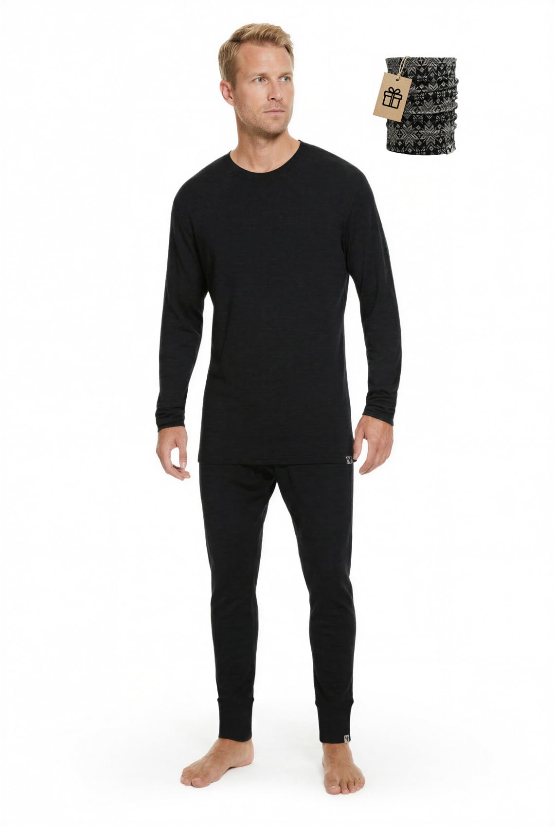 MERINNOVATION Merino Wool Base Layer Set for Men 100% Merino Wool Pajamas Set Thermal Sleep PJS Lite - Midweight Top, Bottom