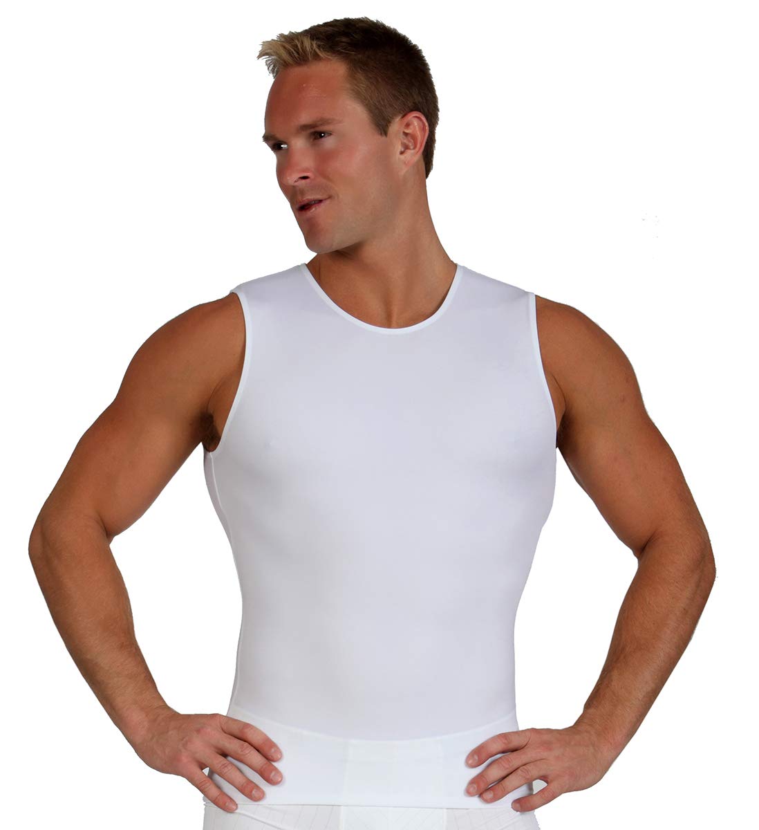 Insta Slim - Made in USA - Mens Compression Sleeveless Crew-Neck Slimming Shapewear Body Shaper with Tummy Control