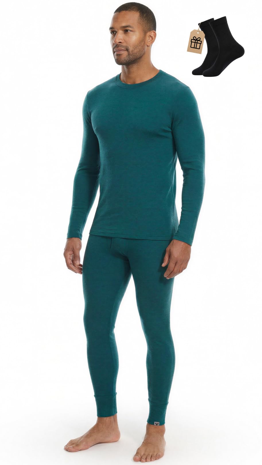MERINNOVATION Merino Wool Base Layer Set for Men 100% Merino Wool Pajamas Set Thermal Sleep PJS Lite - Midweight Top, Bottom