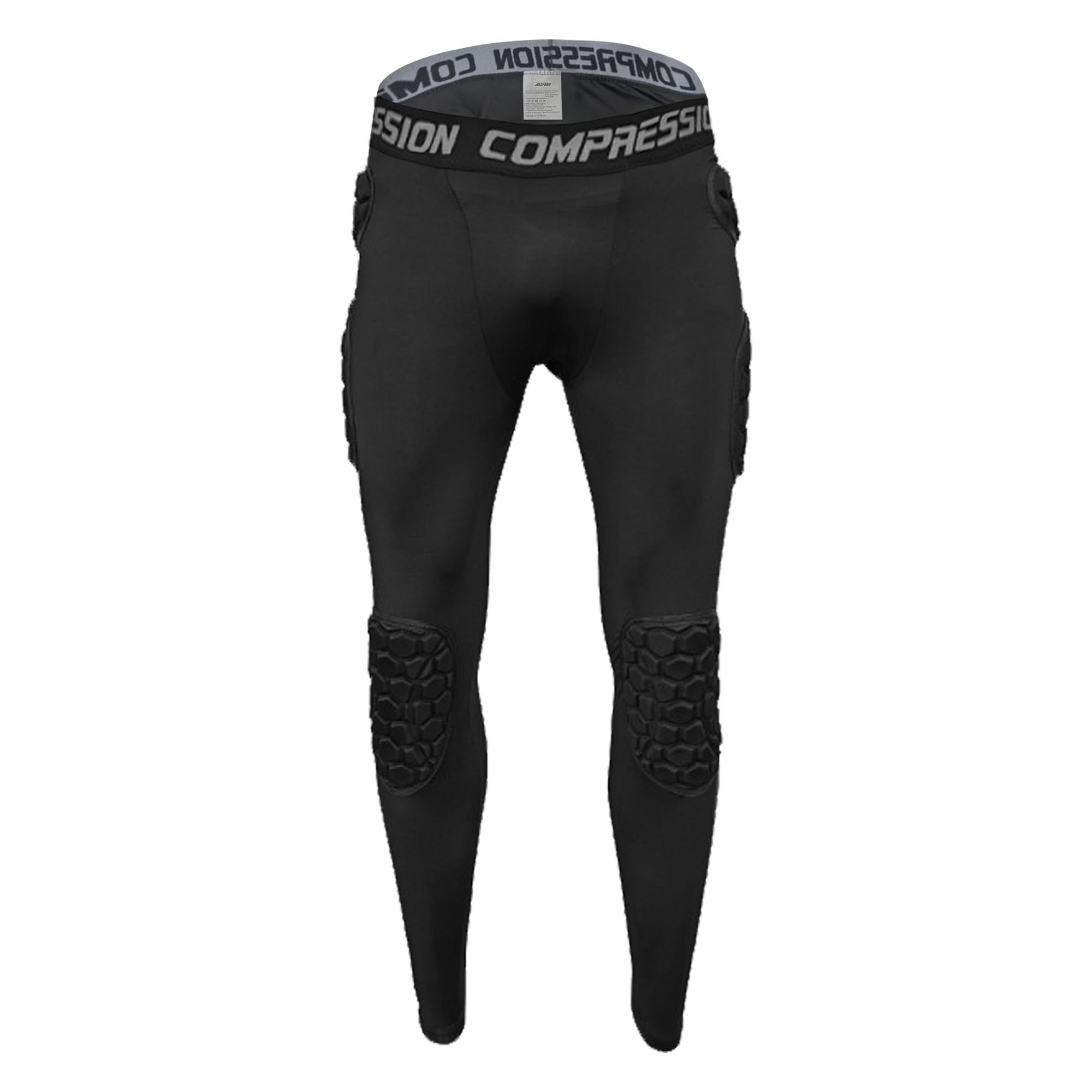 Jellybro Mens Padded Compression Pants Football Girdles Athletic Leggings for Soccer Basketball Paintball Hockey