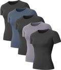 Women's 5 Pack Compression Short Sleeve Workout Shirts