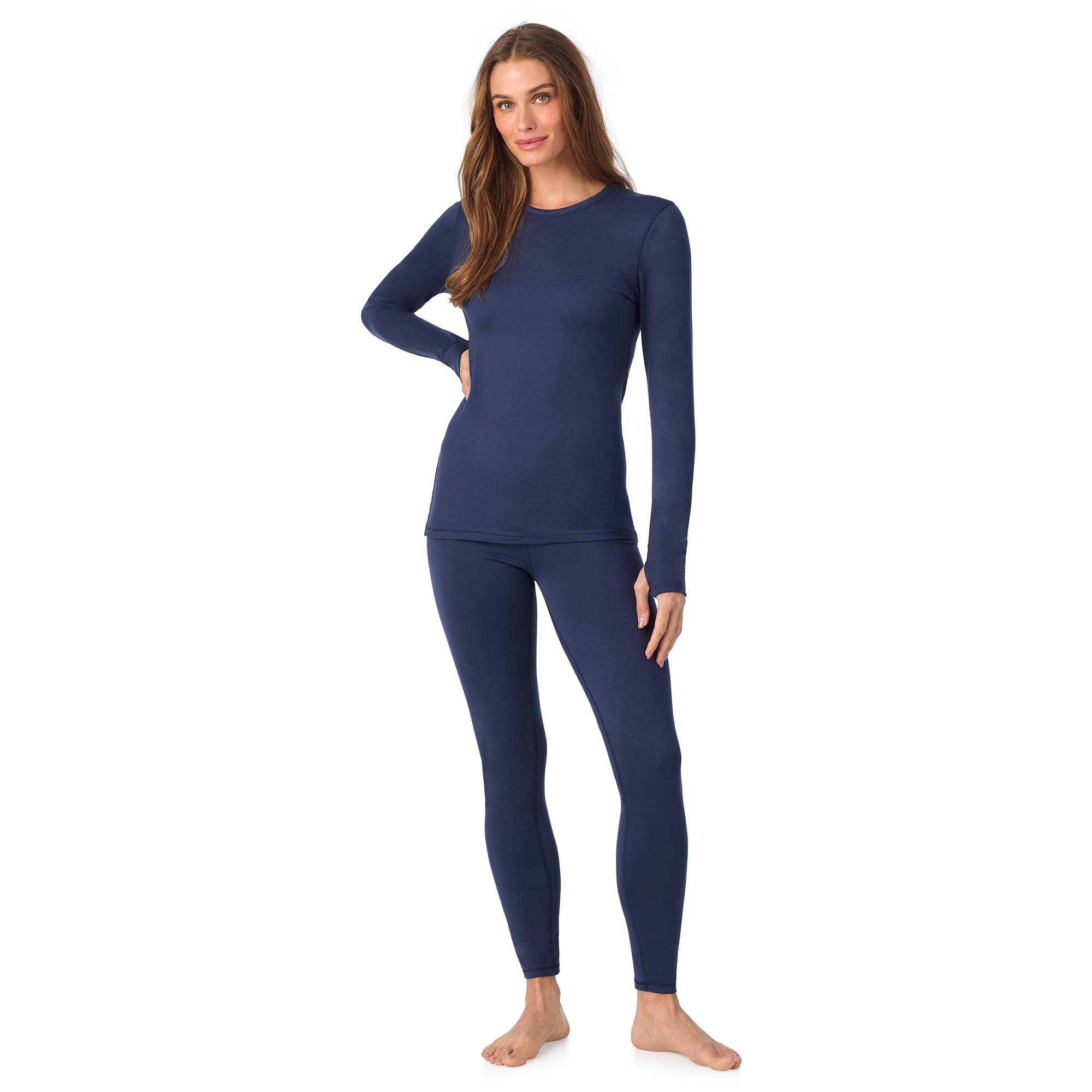 Cuddl Duds Womens Heavyweight Cold Weather Fleece Lined Thermal Set – Long Sleeve Top & Leggings - Winter Lounge Sets