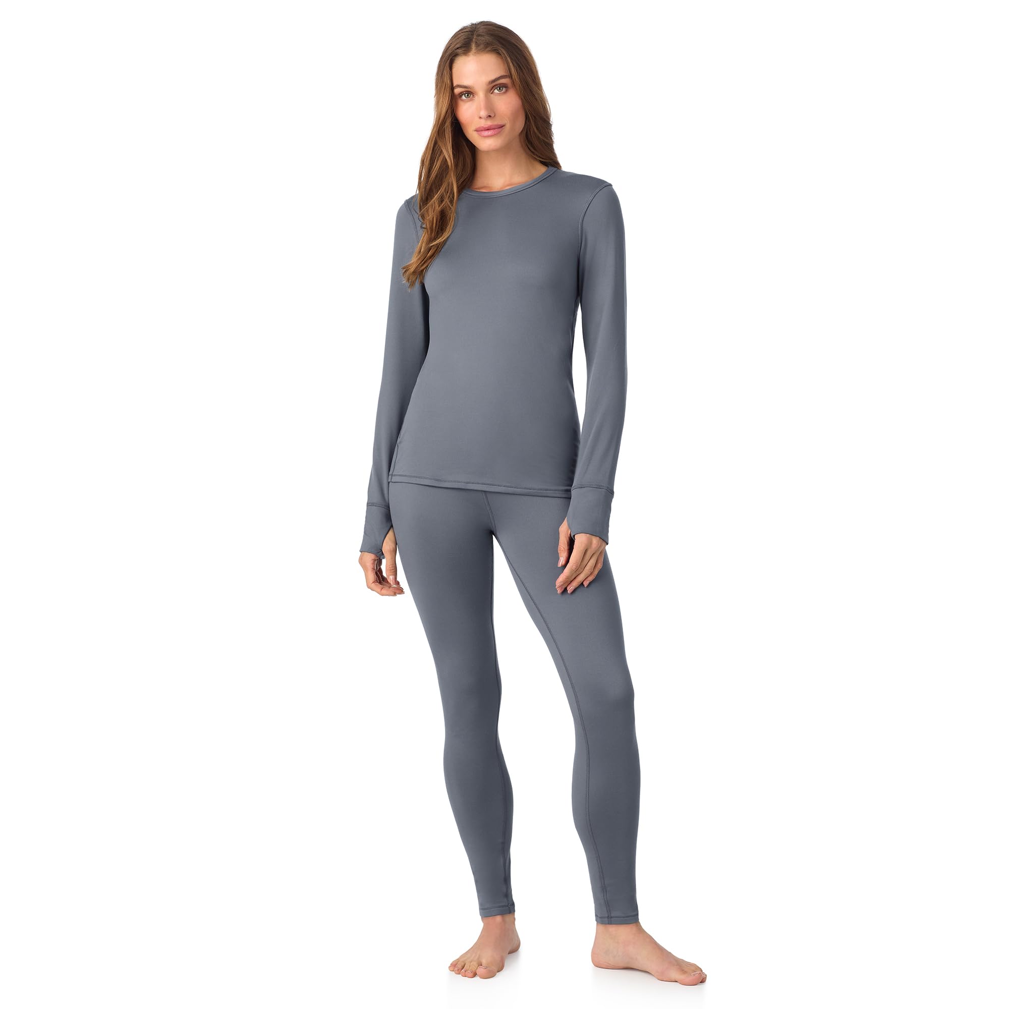 Cuddl Duds Womens Heavyweight Cold Weather Fleece Lined Thermal Set – Long Sleeve Top & Leggings - Winter Lounge Sets