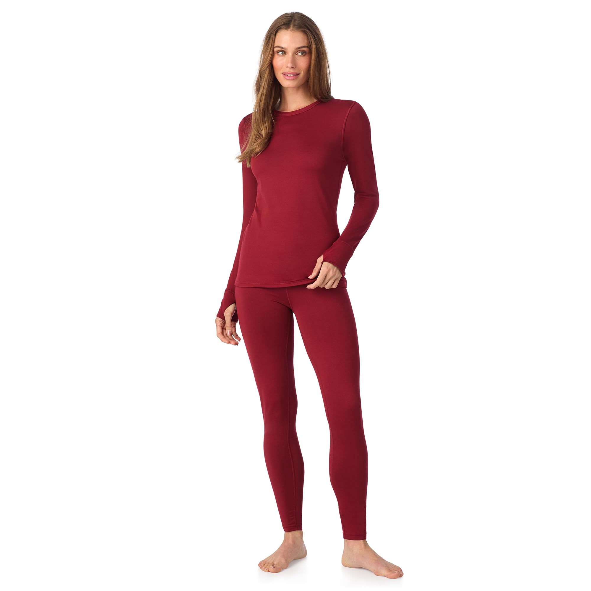 Cuddl Duds Womens Heavyweight Cold Weather Fleece Lined Thermal Set – Long Sleeve Top & Leggings - Winter Lounge Sets