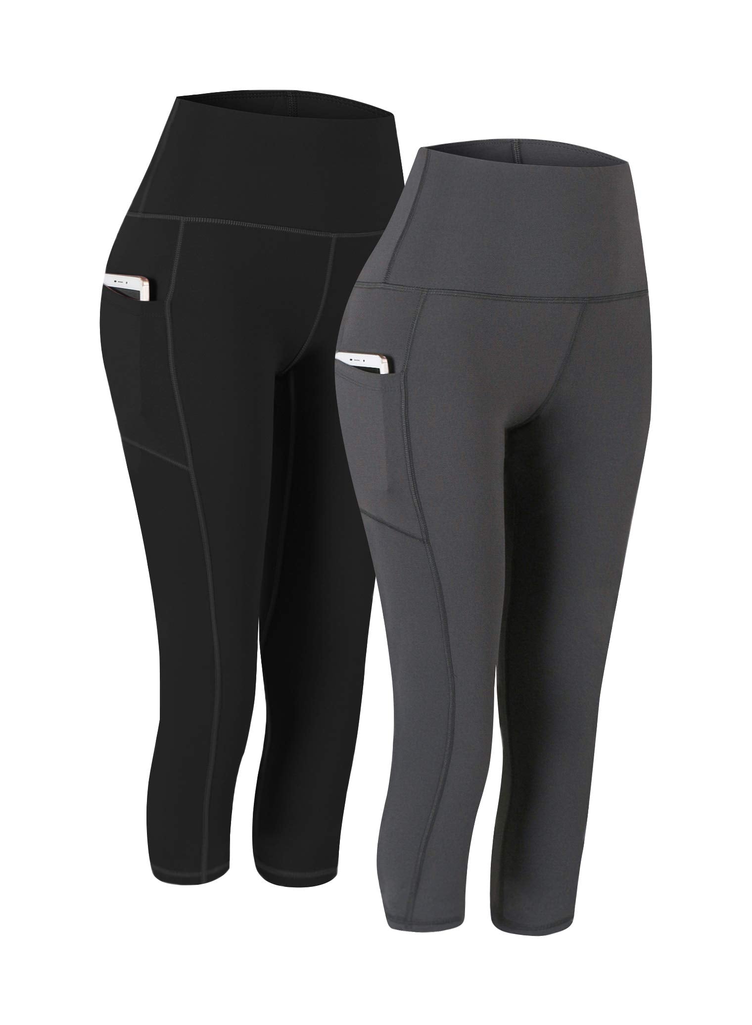 Fengbay 2 Pack High Waist Yoga Pants with Pockets, Tummy Control Workout Running Yoga Leggings for Women