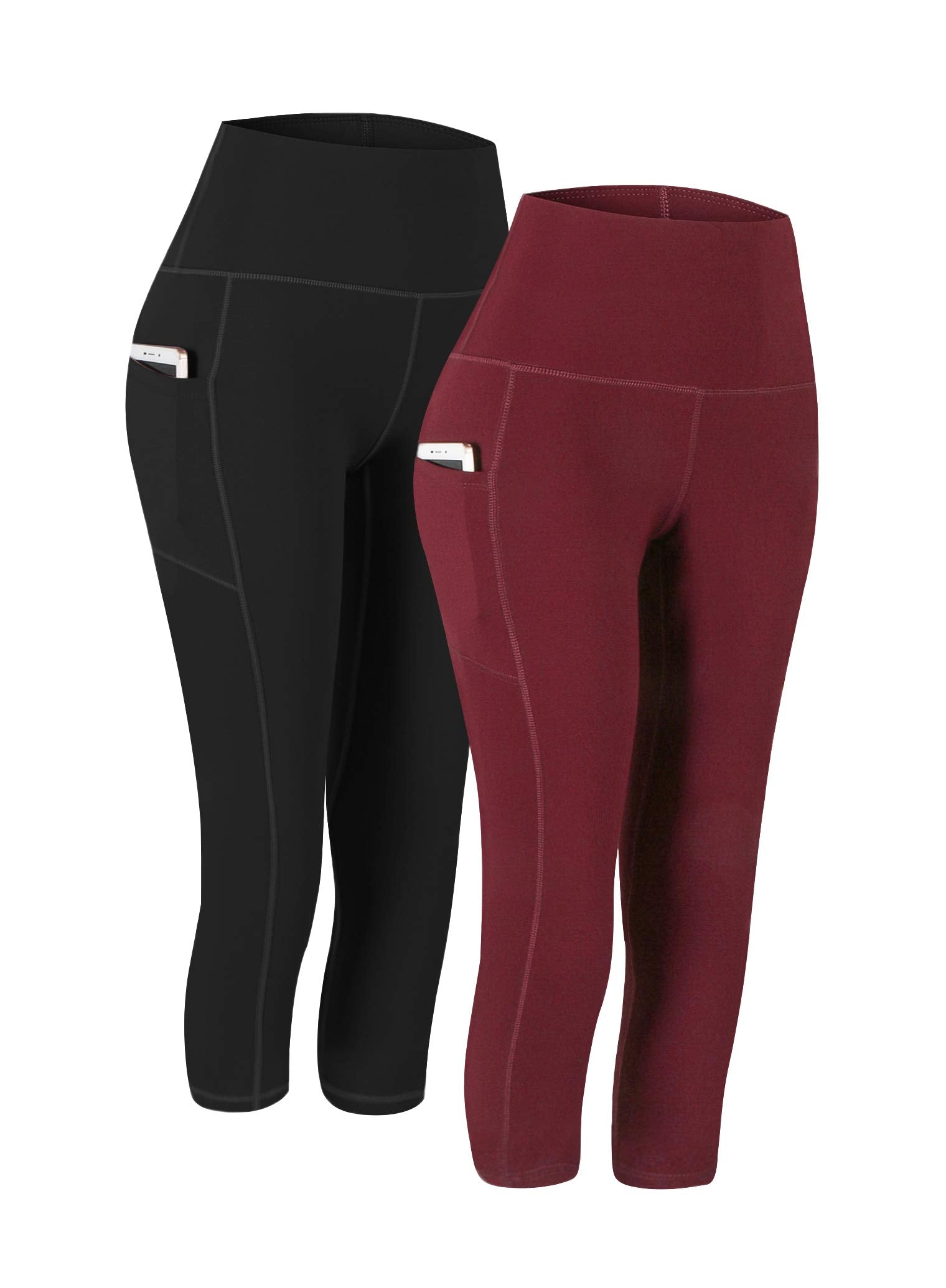 Fengbay 2 Pack High Waist Yoga Pants with Pockets, Tummy Control Workout Running Yoga Leggings for Women