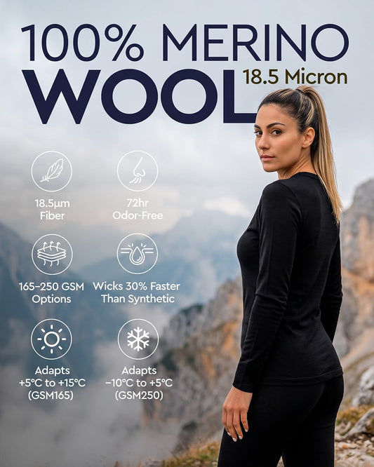 Women's Merino Wool Thermal Base Layer Set