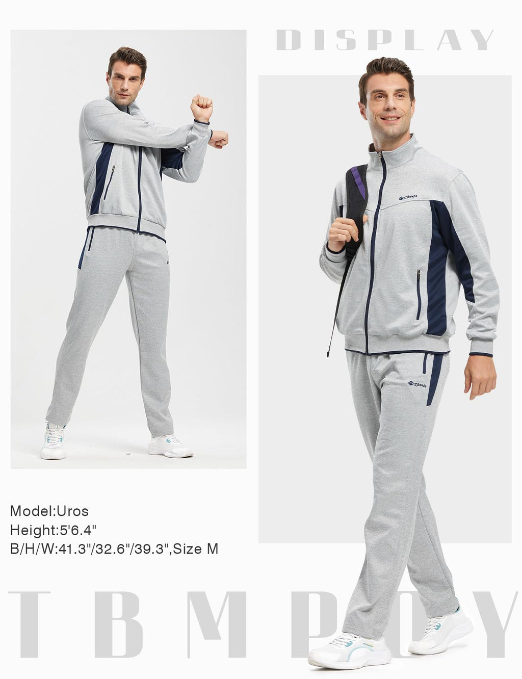 Men's 2 Piece Tracksuit Full Zip Athletic Jogging Set