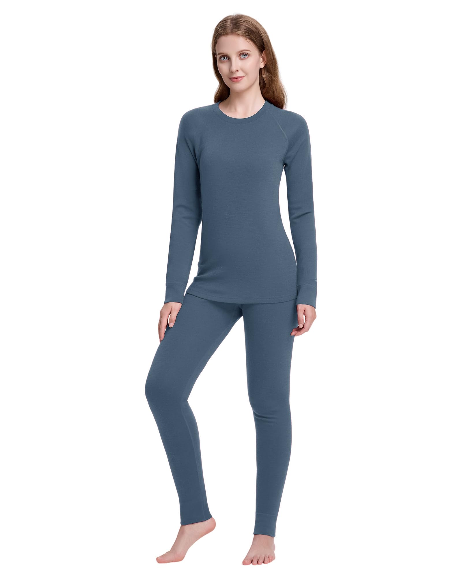 woolcano Women's 100% Merino Wool Base Layer Set - Active Thermal Underwear"