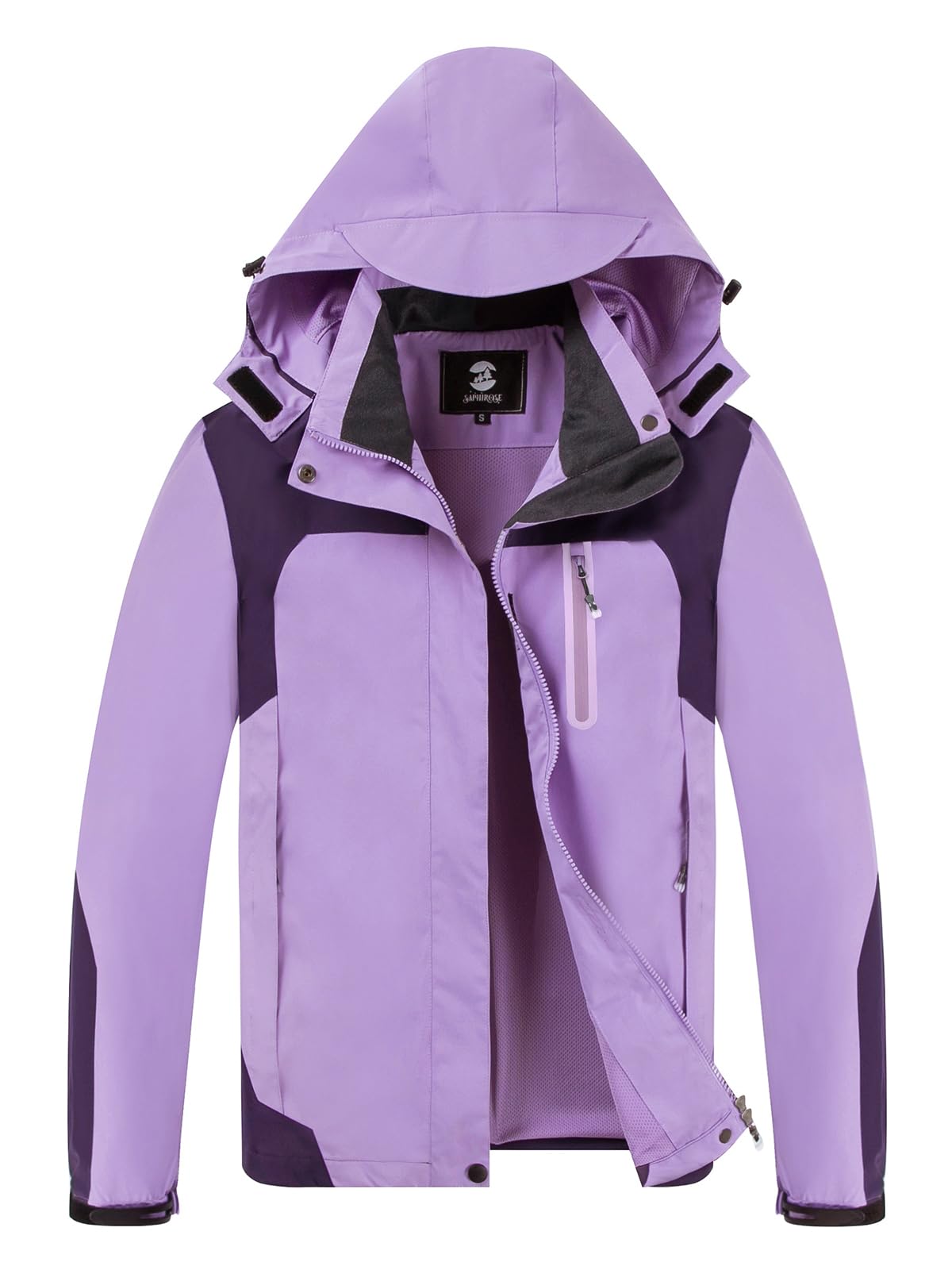 Womens Waterproof Rain jacket Lightweight Raincoat with Removable Hood