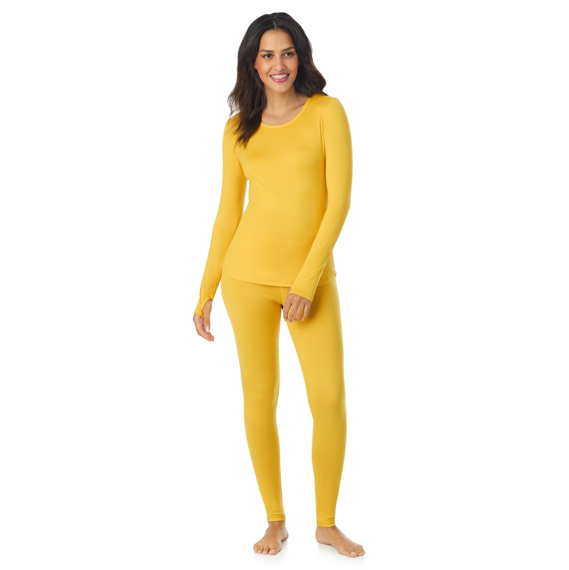 Cuddl Duds Womens Lightweight Breathable Everyday Active Base Layer Set - Long Sleeve Top & Leggings - Lounge Sets for Women