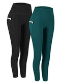 Fengbay 2 Pack High Waist Yoga Pants with Pockets, Tummy Control Workout Running Yoga Leggings for Women