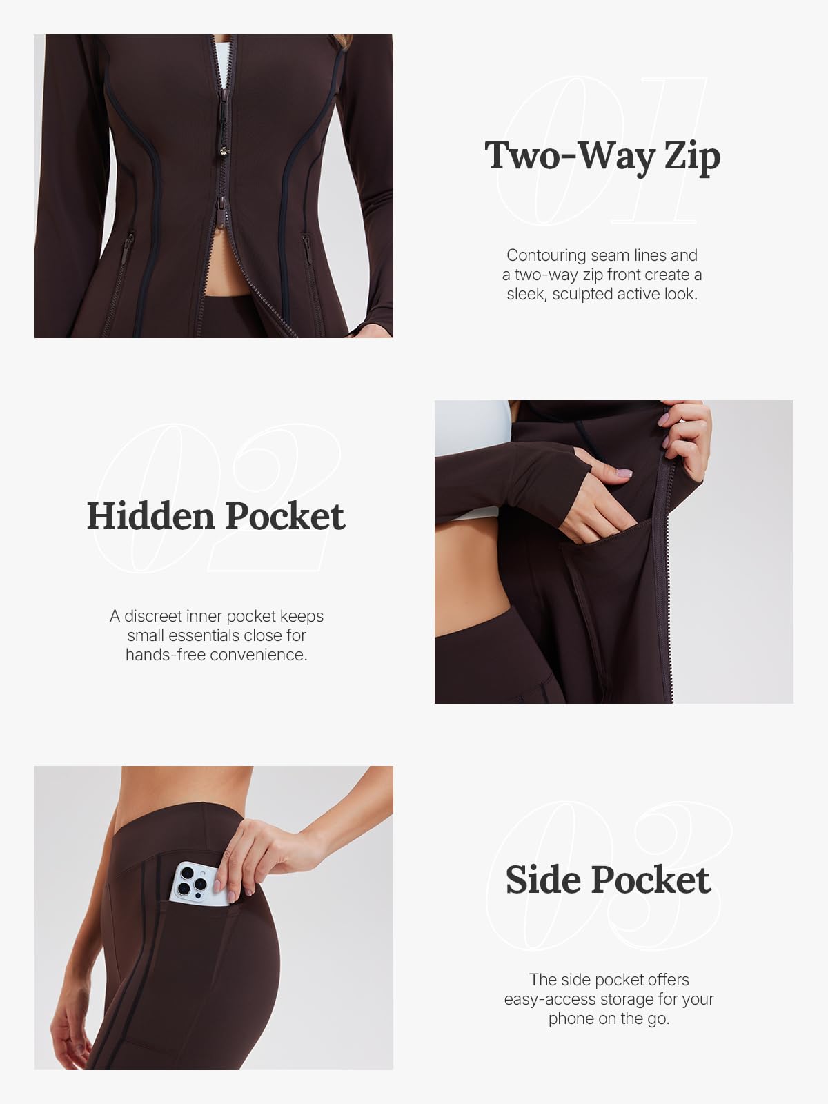 Women's 2 Piece Workout Set Zip Jacket & Pocket Leggings