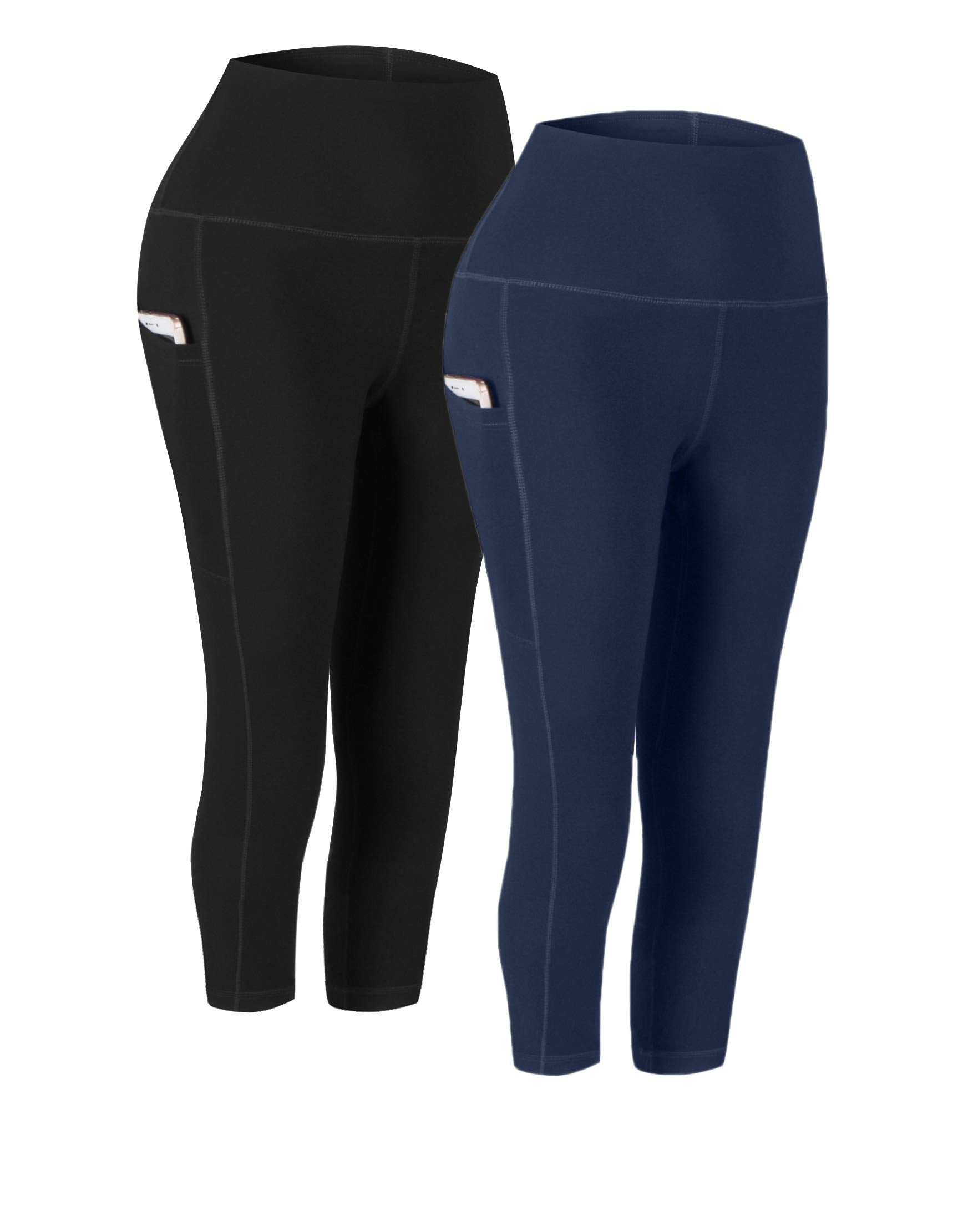 Fengbay 2 Pack High Waist Yoga Pants with Pockets, Tummy Control Workout Running Yoga Leggings for Women