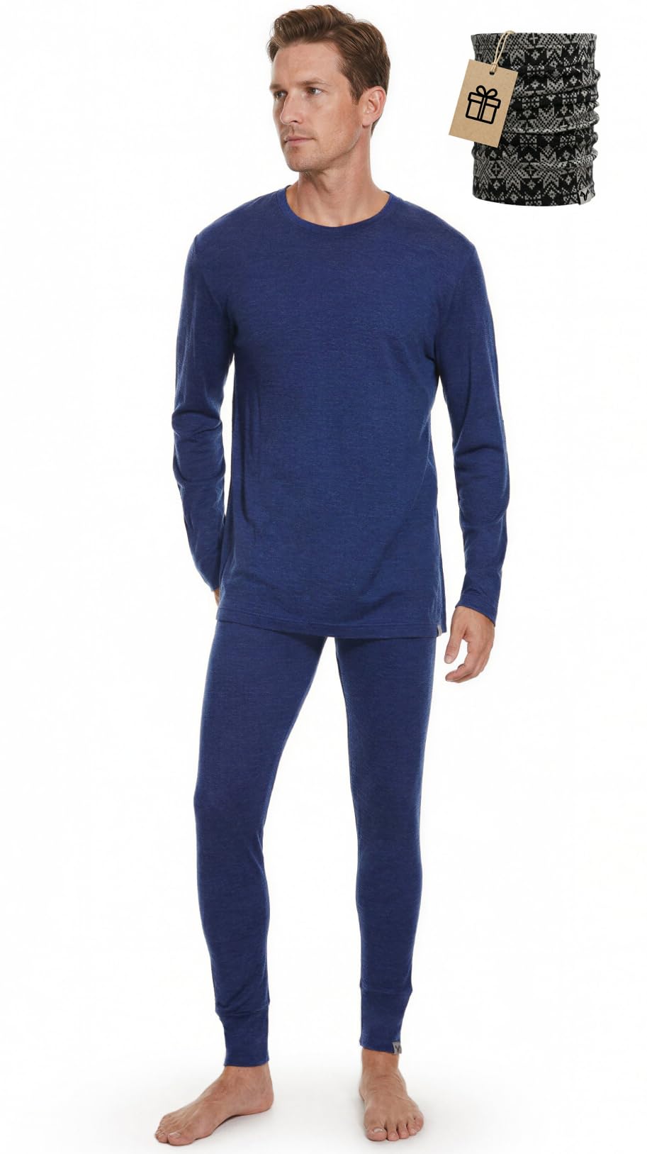 MERINNOVATION Merino Wool Base Layer Set for Men 100% Merino Wool Pajamas Set Thermal Sleep PJS Lite - Midweight Top, Bottom