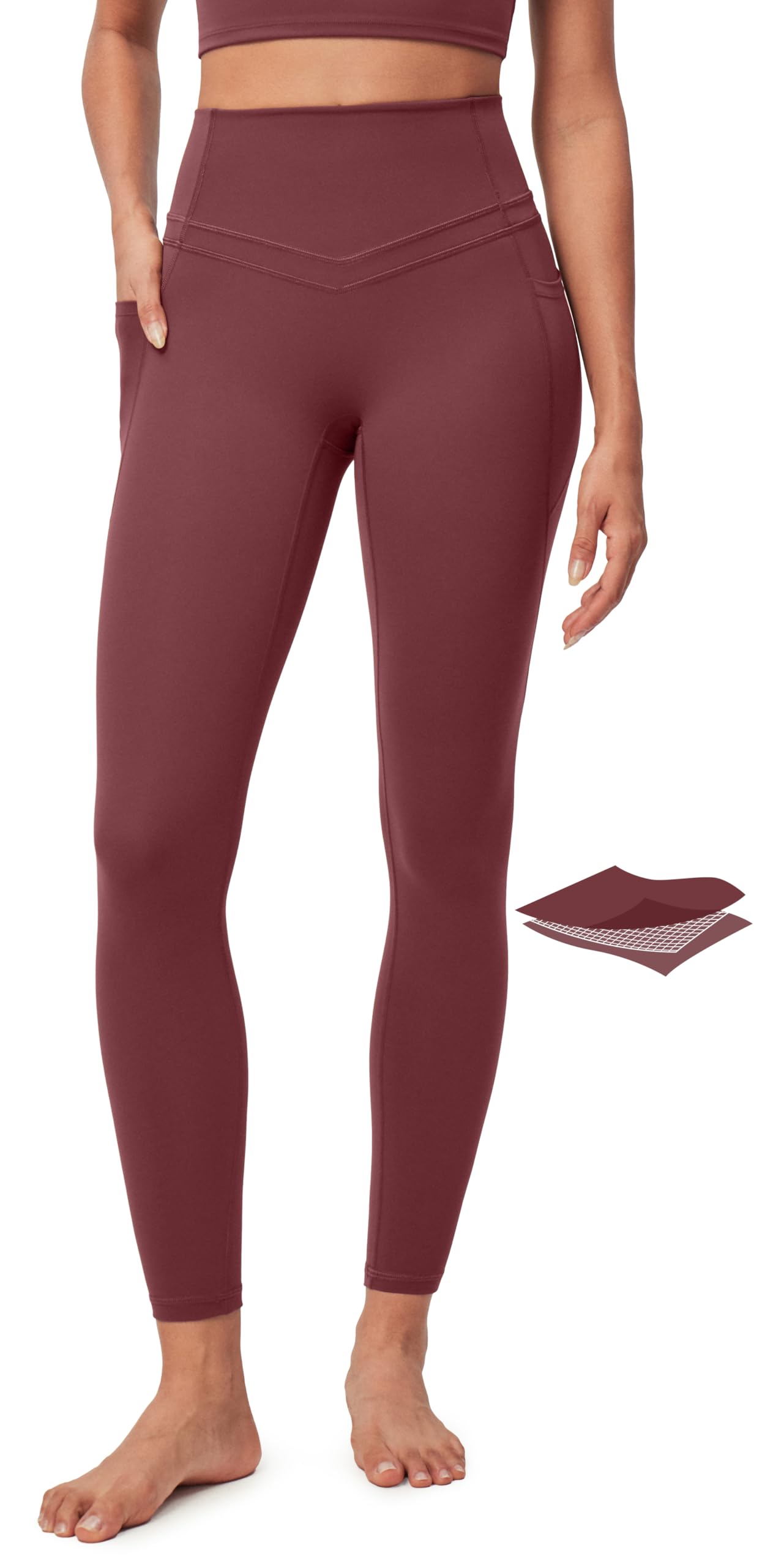 IUGA Compression Leggings with Pockets for Women Tummy Control Leggings No Front Seam Workout High Waist Yoga Pants