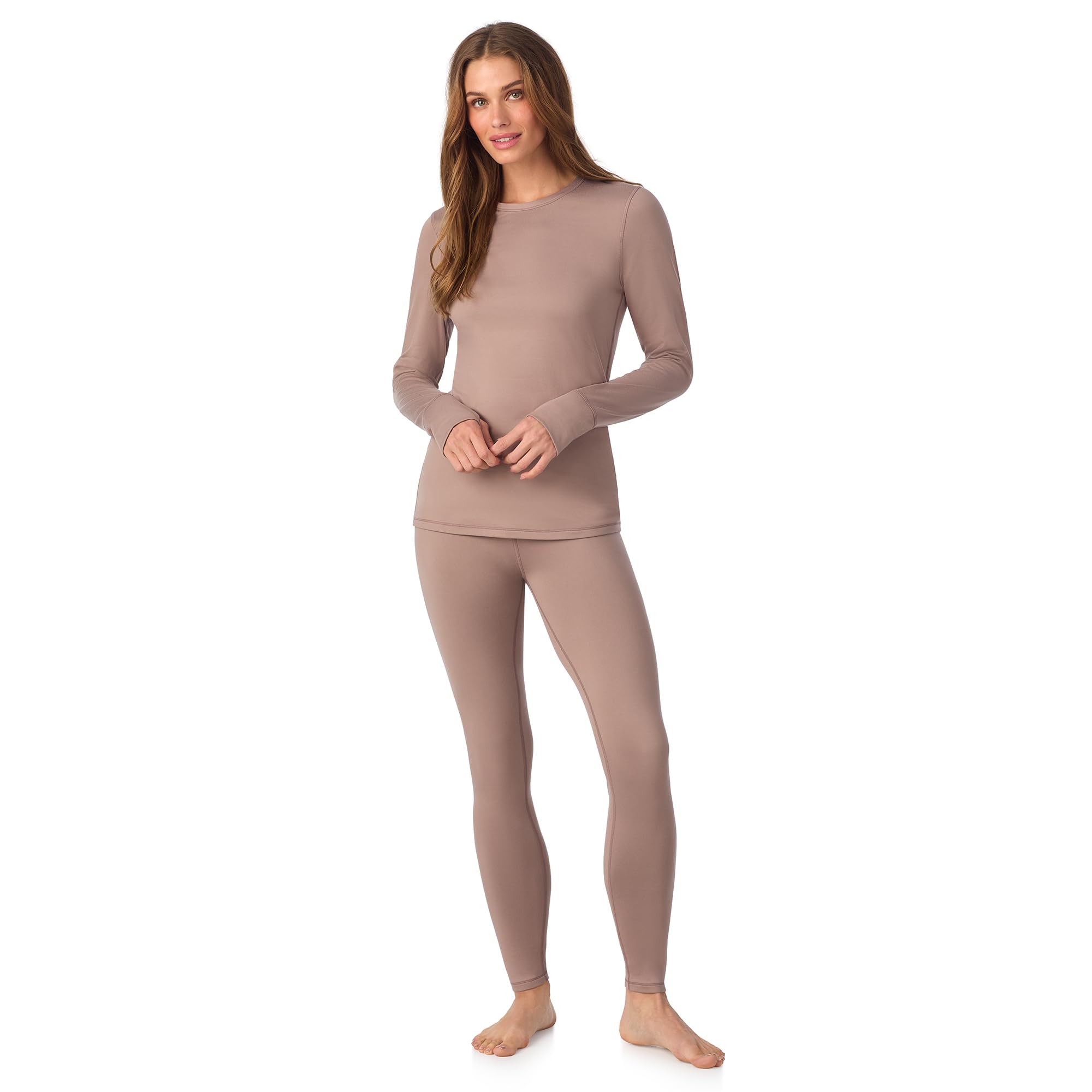 Cuddl Duds Womens Heavyweight Cold Weather Fleece Lined Thermal Set – Long Sleeve Top & Leggings - Winter Lounge Sets