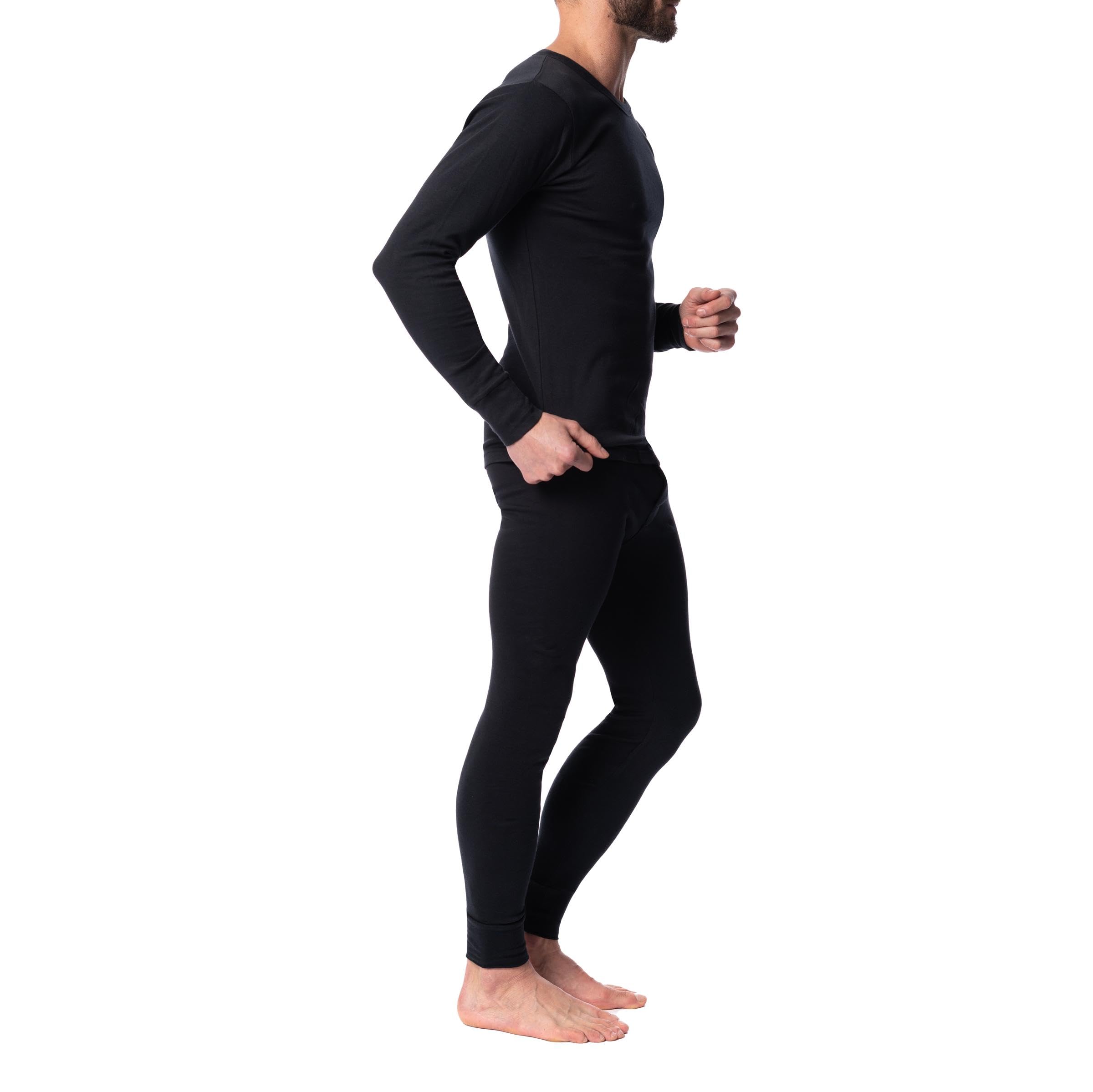 AMERICAN HEAVEN Men's Base Layer Thermal Underwear Set | 100% Cotton | Long Sleeve Top & Pant | Multi Packs