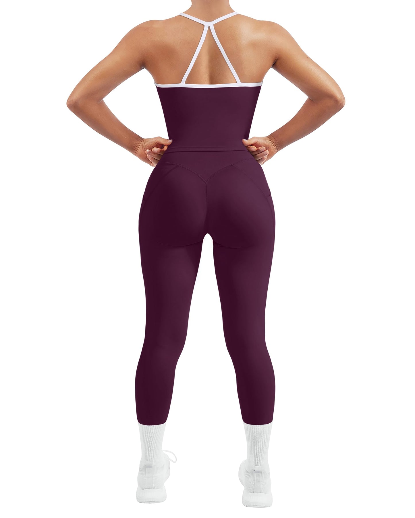 Women's 2 Piece Workout Set Halter Tank & Pocket Leggings
