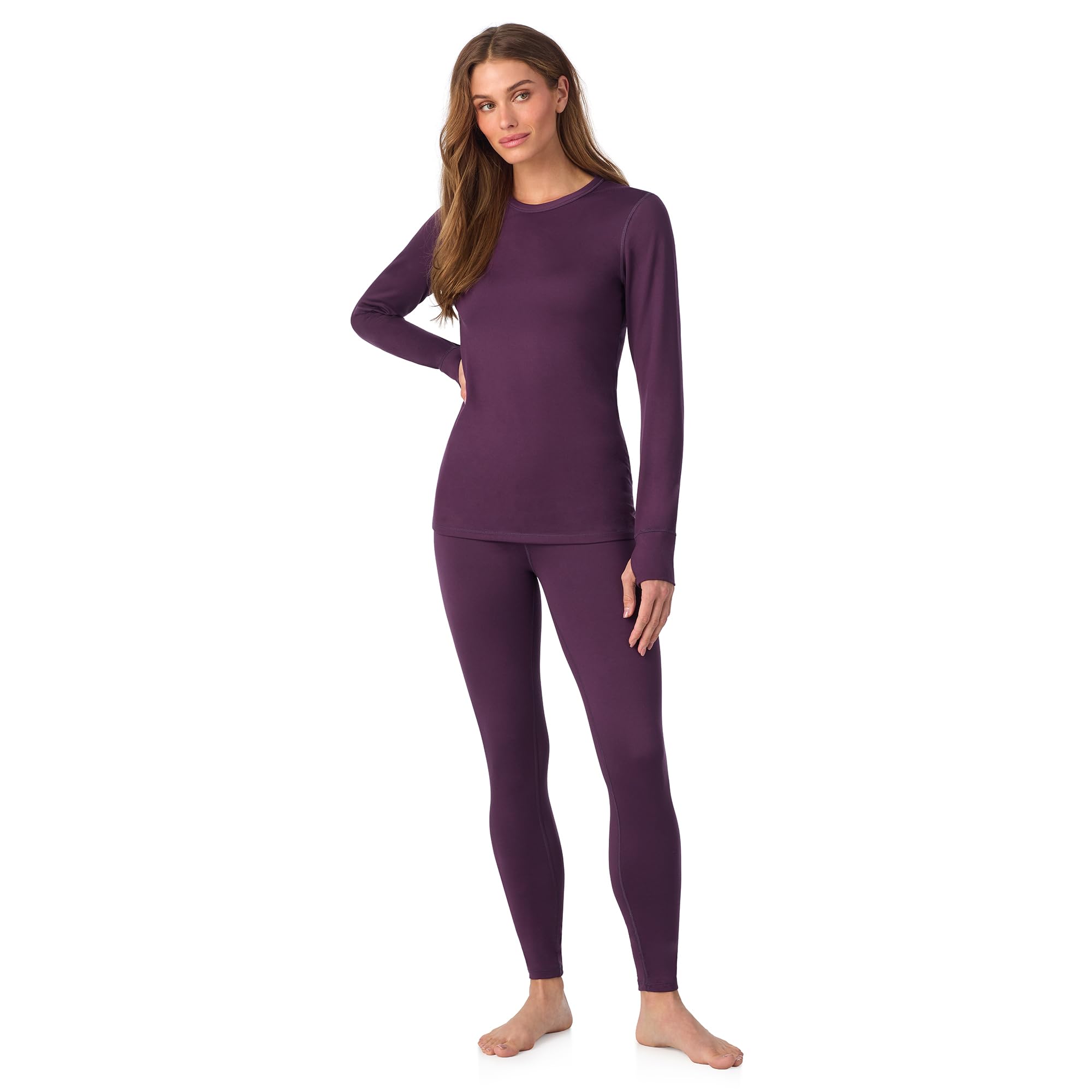 Cuddl Duds Womens Heavyweight Cold Weather Fleece Lined Thermal Set – Long Sleeve Top & Leggings - Winter Lounge Sets