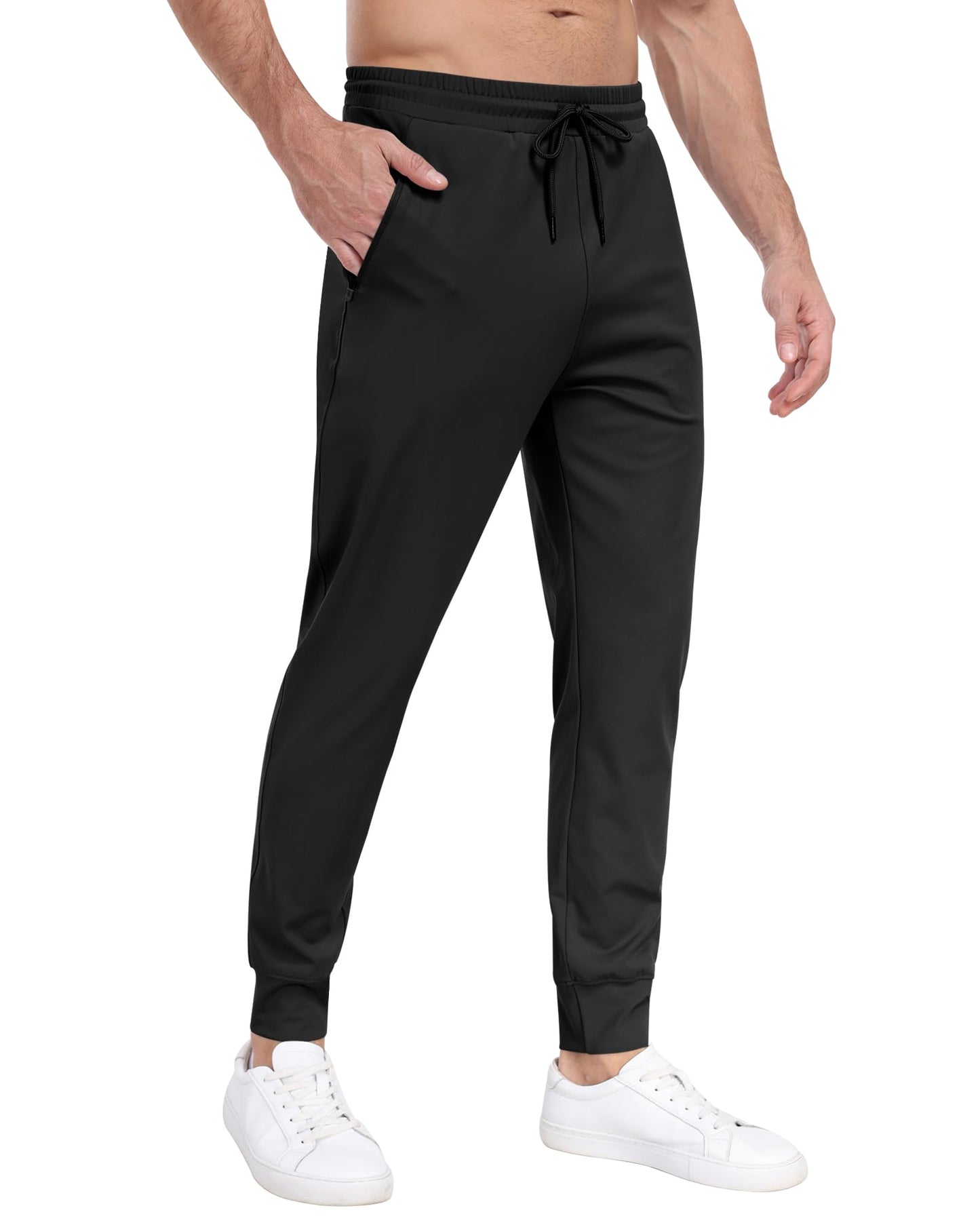 Men's 3 Pack Workout Jogger Pants with Zipper Pockets
