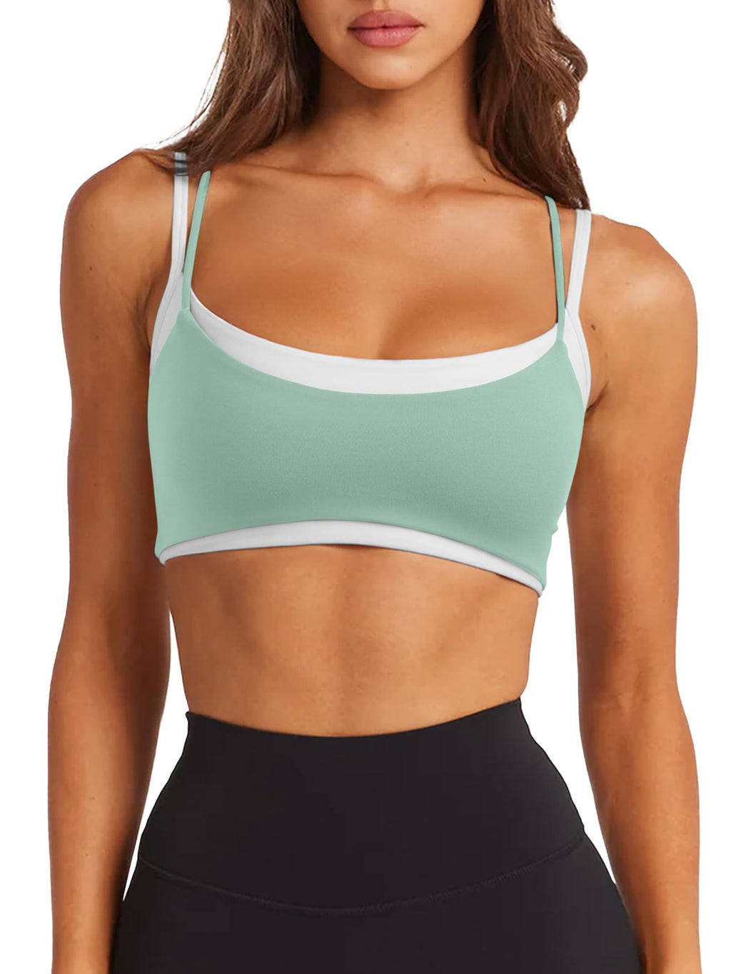 Women's Double Layer Sports Bra Padded Yoga Crop Top