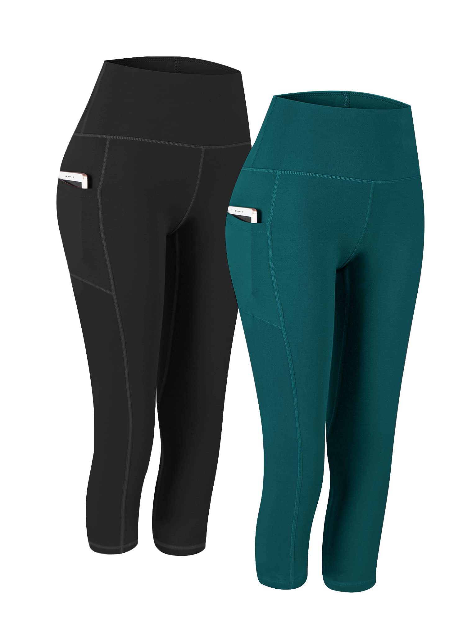 Fengbay 2 Pack High Waist Yoga Pants with Pockets, Tummy Control Workout Running Yoga Leggings for Women