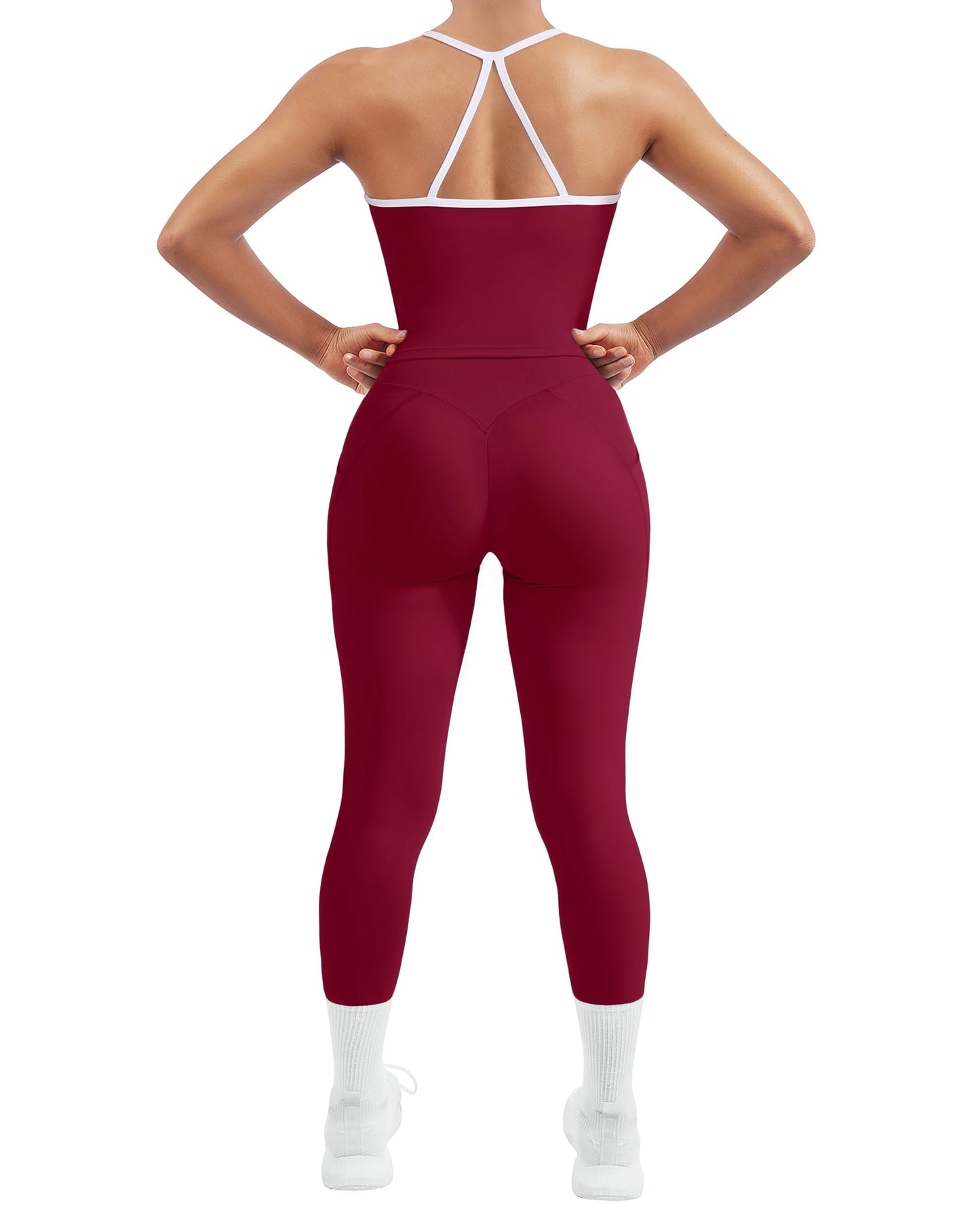Women's 2 Piece Workout Set Halter Tank & Pocket Leggings