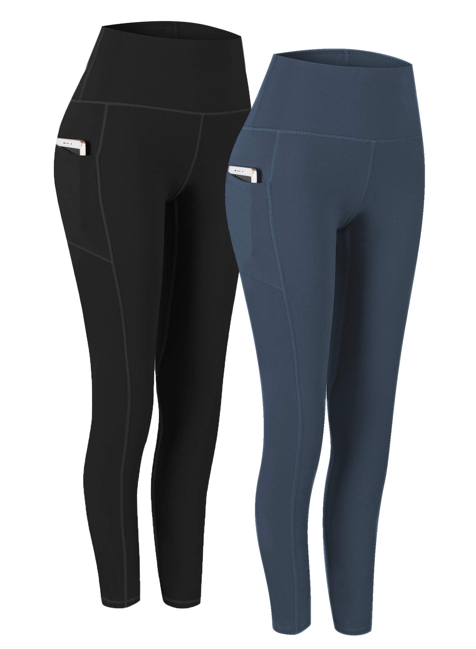 Fengbay 2 Pack High Waist Yoga Pants with Pockets, Tummy Control Workout Running Yoga Leggings for Women