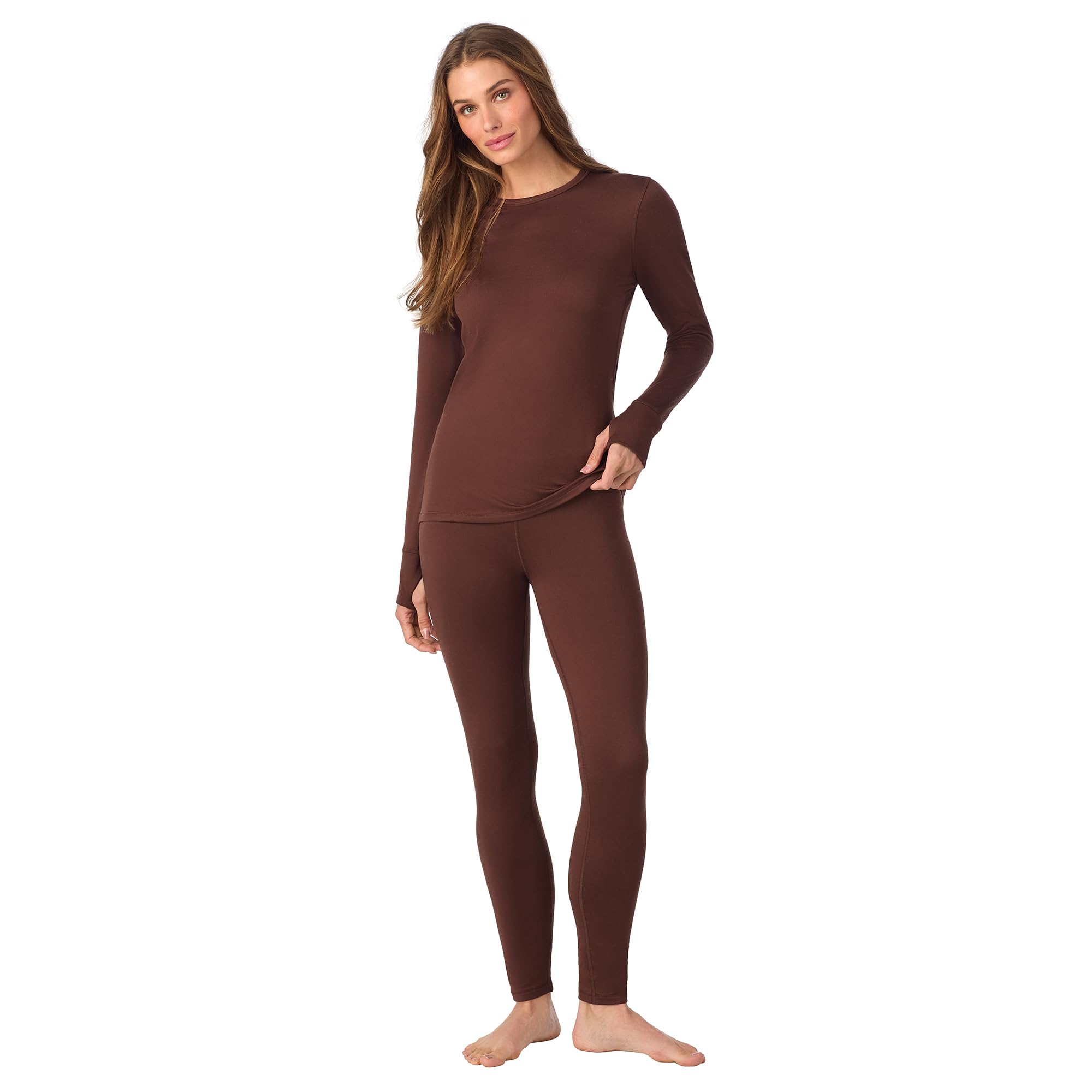 Cuddl Duds Womens Heavyweight Cold Weather Fleece Lined Thermal Set – Long Sleeve Top & Leggings - Winter Lounge Sets