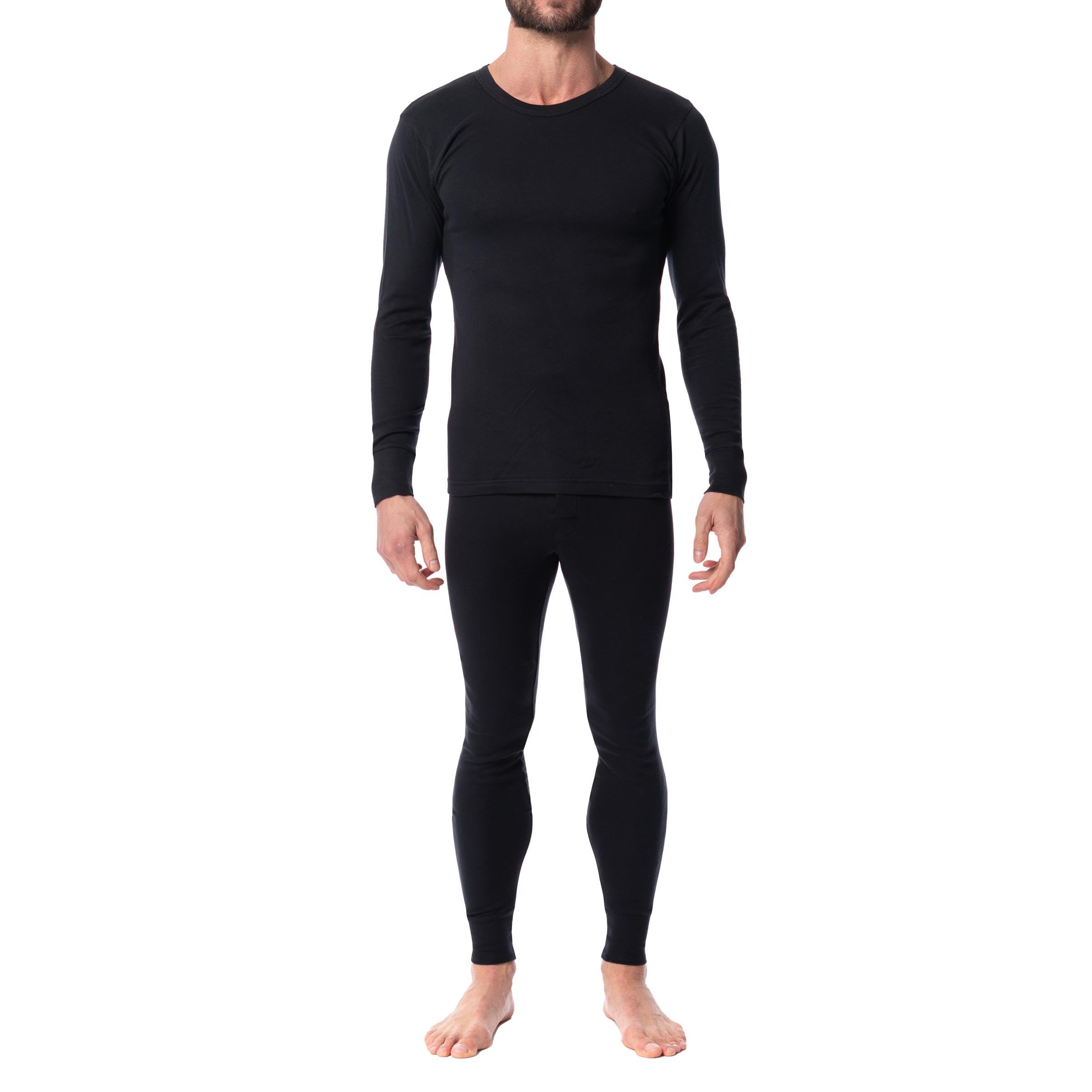 AMERICAN HEAVEN Men's Base Layer Thermal Underwear Set | 100% Cotton | Long Sleeve Top & Pant | Multi Packs