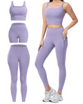 Women's 3 Piece Workout Set Leggings Shorts & Sports Bra